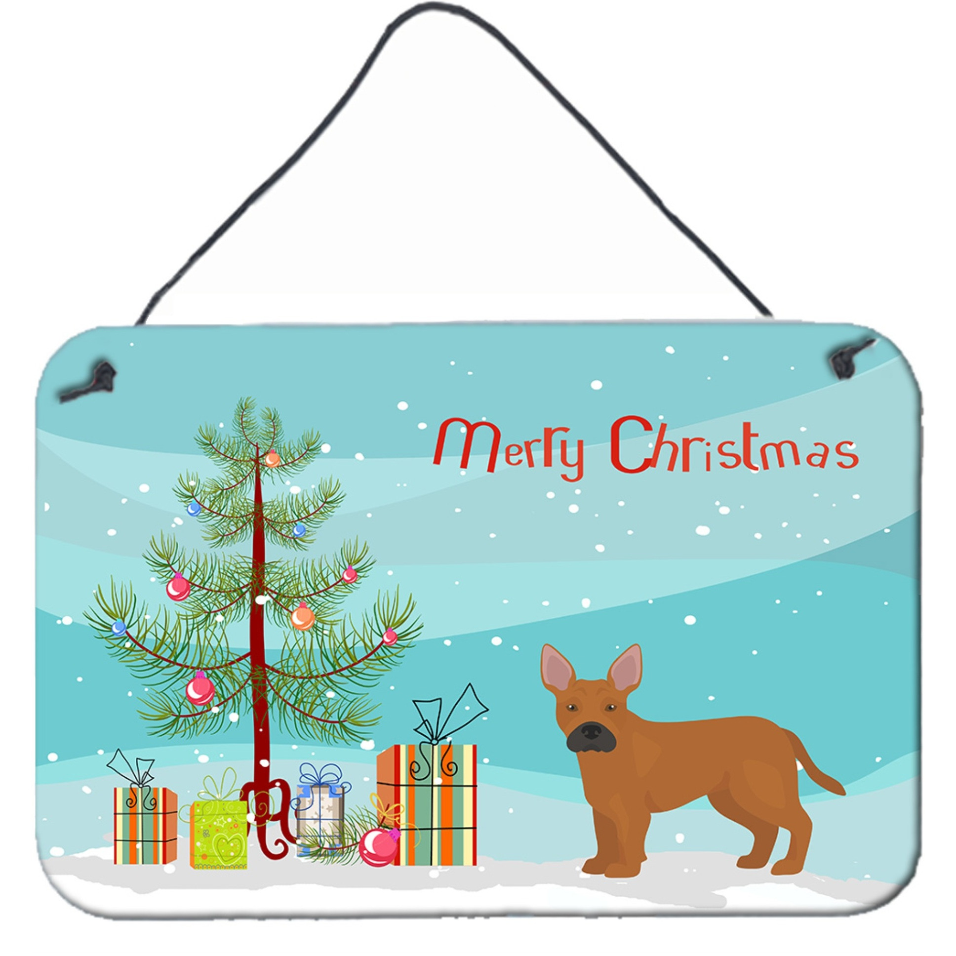 &quotCaroline's Treasures Tan French Bulldog Pit Bull Mix Christmas Tree Door Hanging Prints wall-decor, Multicolor"