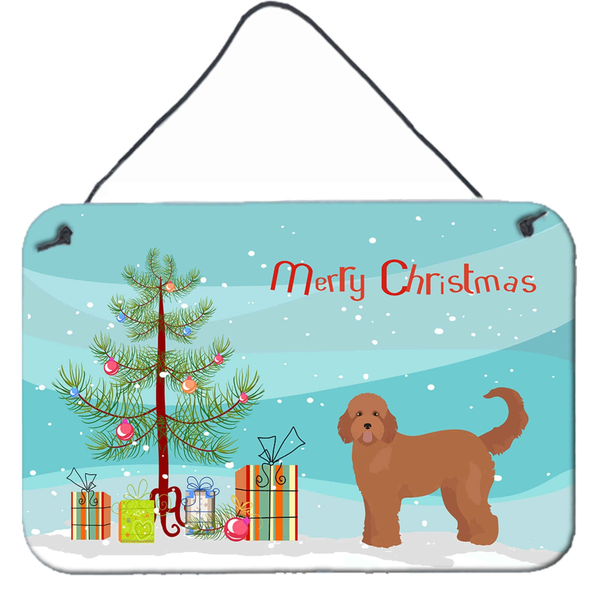 &quotCaroline's Treasures Tan Goldendoodle Christmas Tree Door Hanging Prints wall-decor, Multicolor"