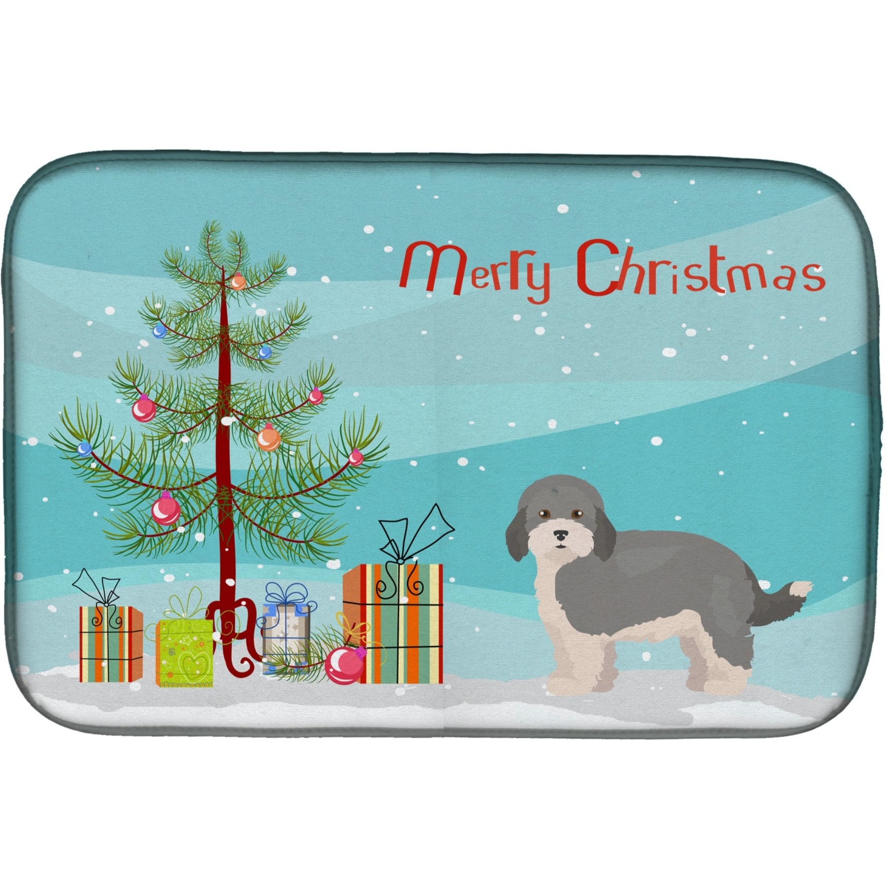 &quotCaroline's Treasures CK3841DDM Havapoo 2 Christmas Tree dish-drying-mats, 14 x 21, Multicolor"