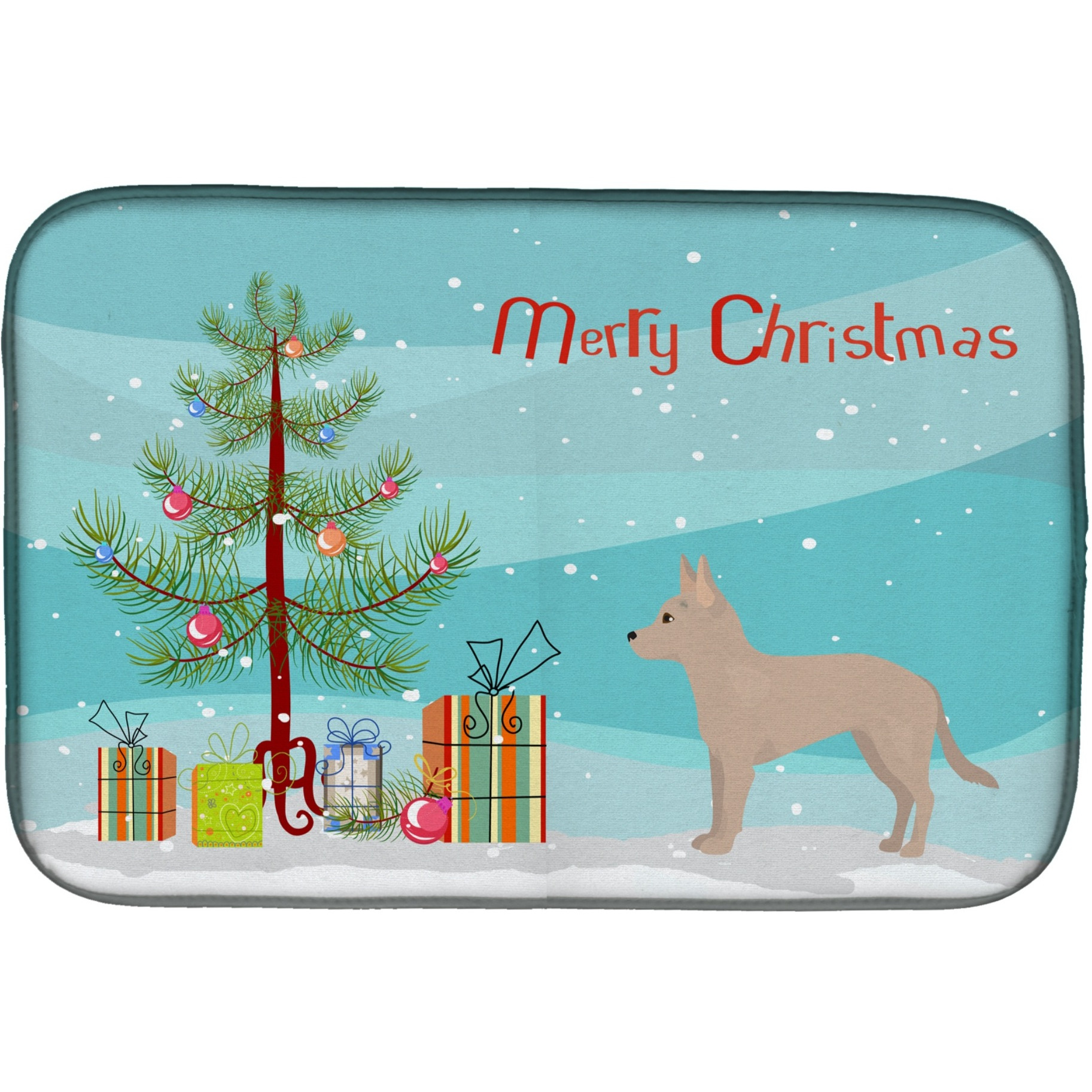 &quotCaroline's Treasures CK3842DDM Tan Jackhuahua Christmas Tree dish-drying-mats, 14 x 21, Multicolor"
