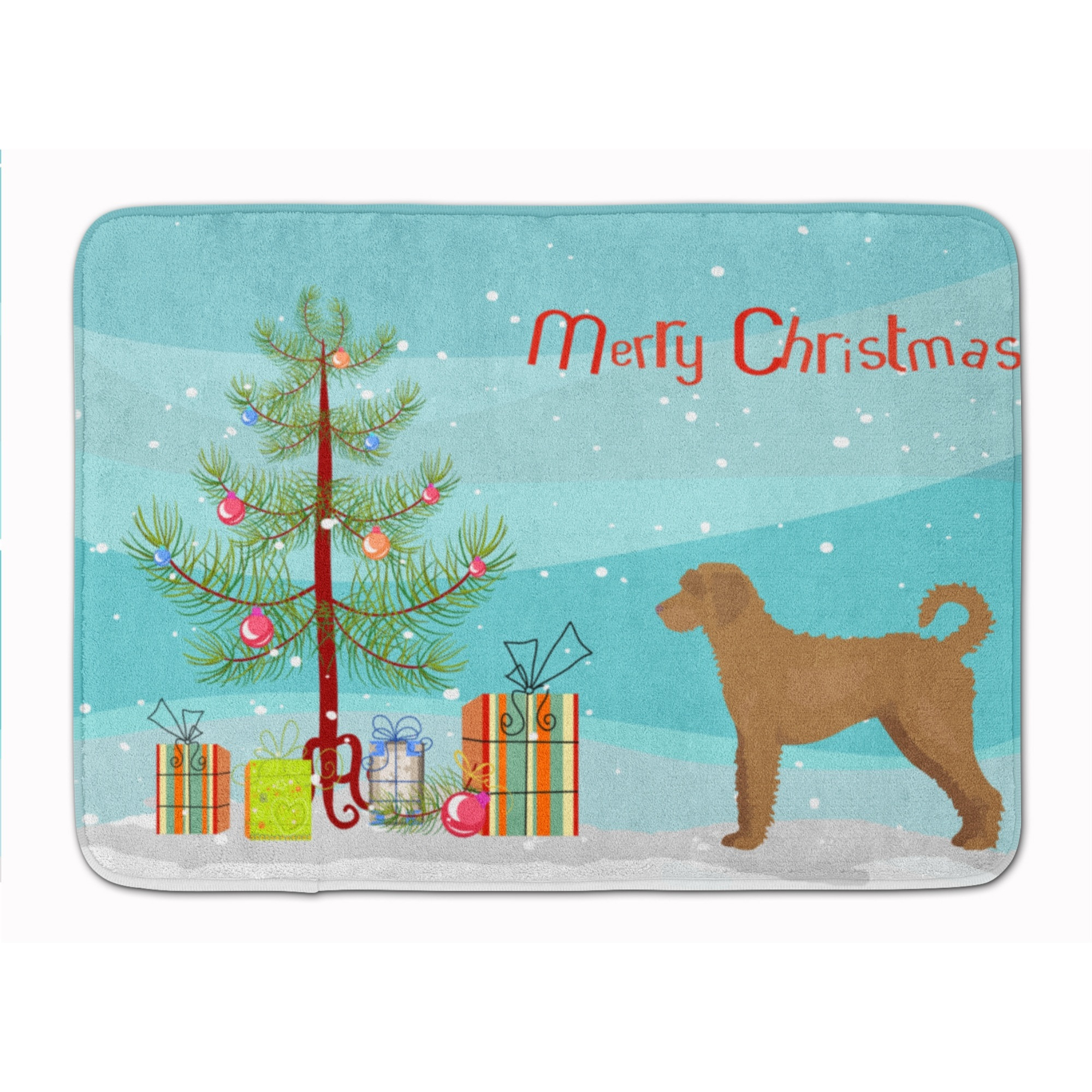 &quotCaroline's Treasures Tan Labradoodle Christmas Tree Machine Washable Memory Foam Mat doormats, Multicolor"