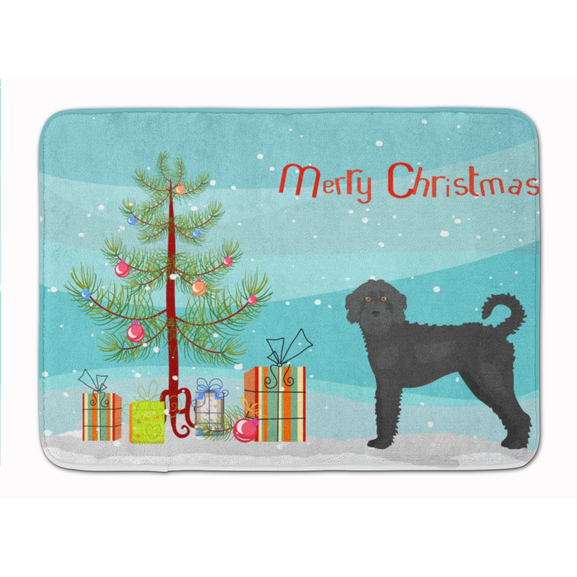 &quotCaroline's Treasures Black Labradoodle Christmas Tree Machine Washable Memory Foam Mat doormats, Multicolor"
