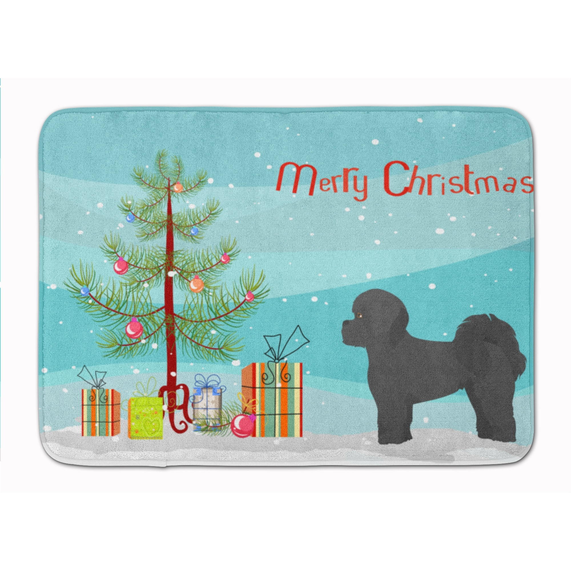 &quotCaroline's Treasures Black Mal-Shi Christmas Tree Machine Washable Memory Foam Mat doormats, Multicolor"