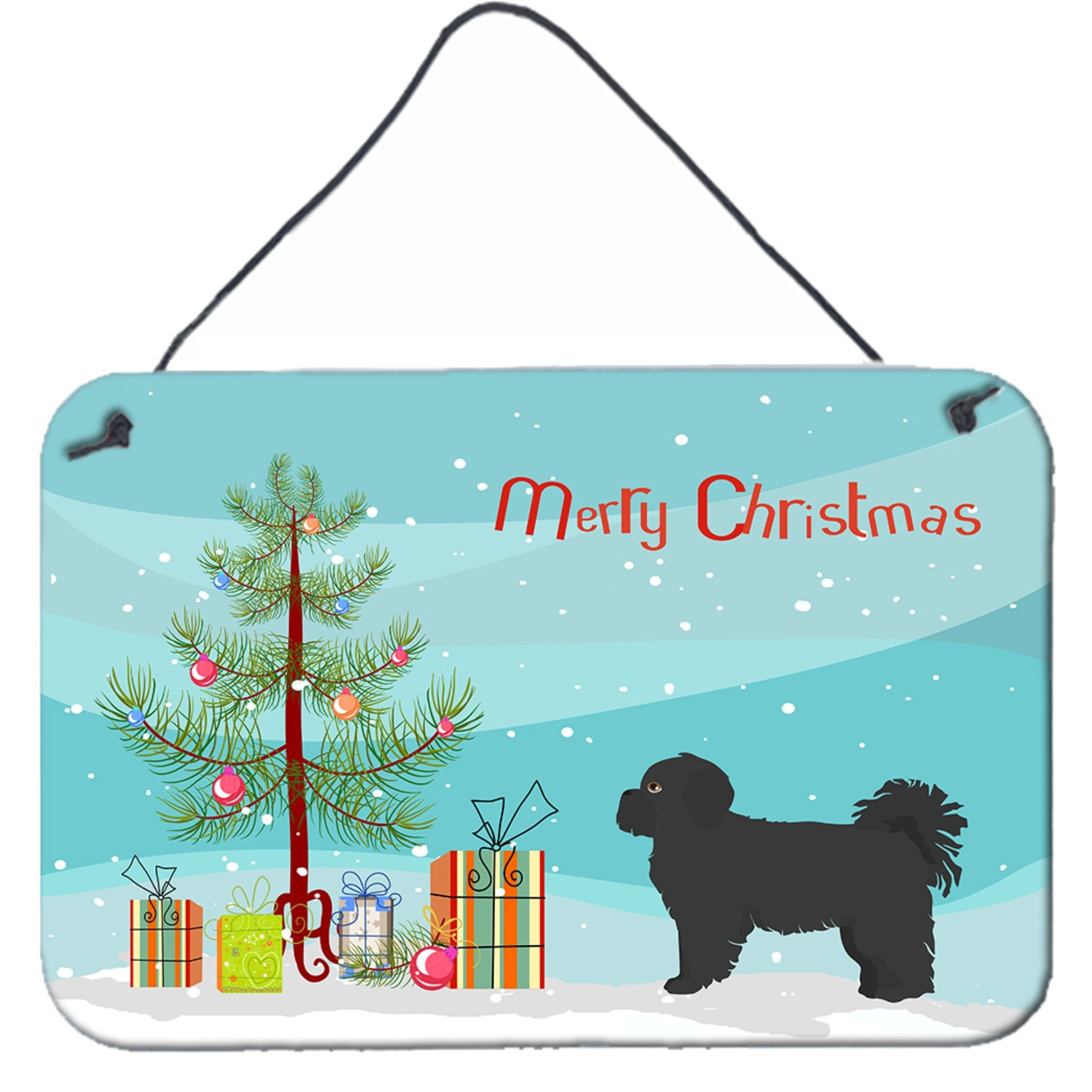 &quotCaroline's Treasures Black Pekeapoo Christmas Tree Door Hanging Prints wall-decor, Multicolor"