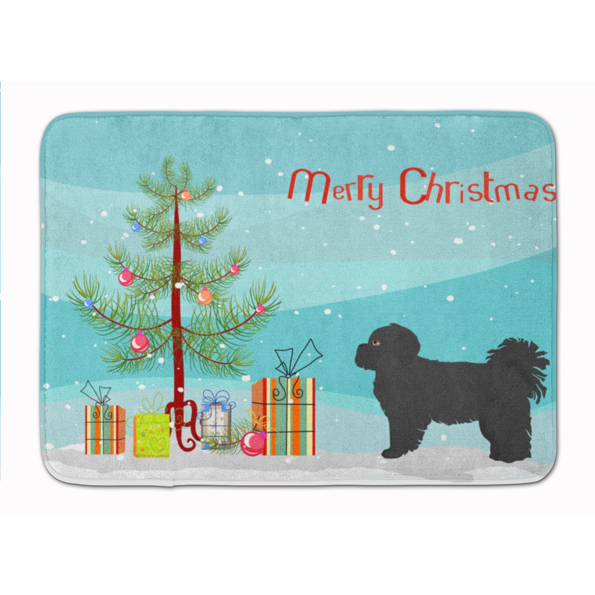 &quotCaroline's Treasures Black Pekeapoo Christmas Tree Machine Washable Memory Foam Mat doormats, Multicolor"