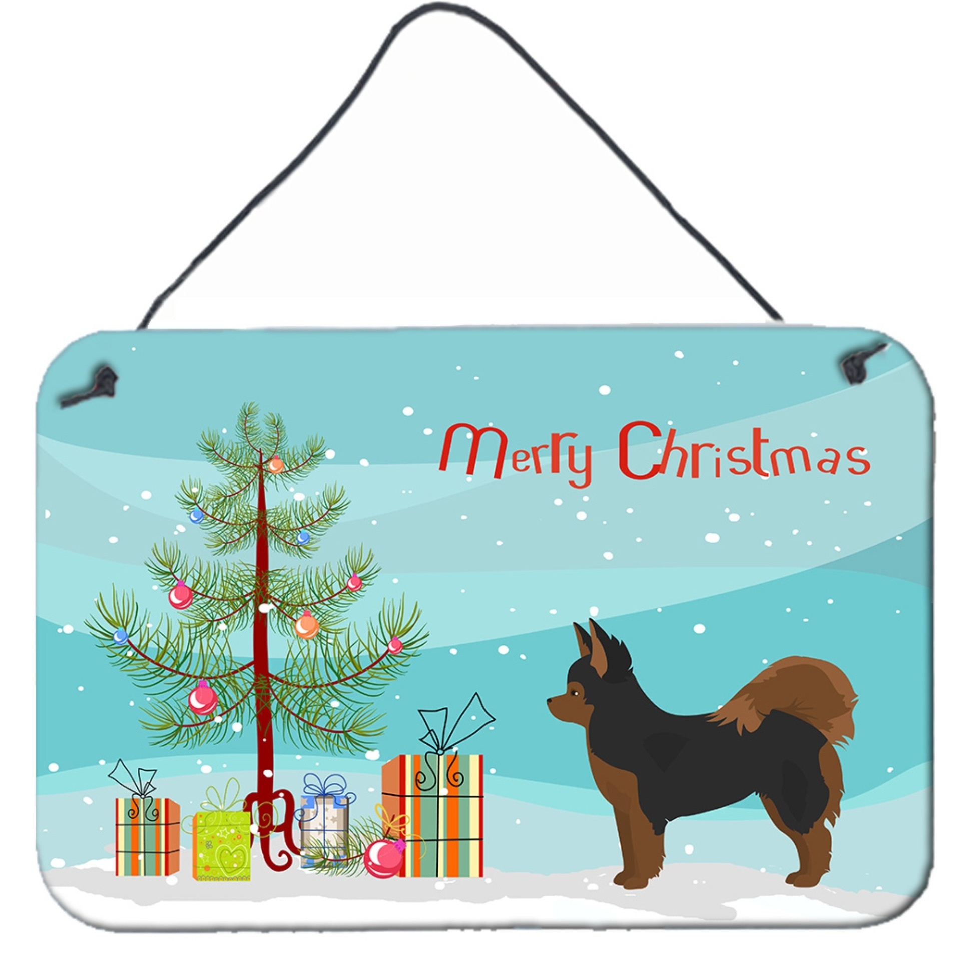 &quotCaroline's Treasures Black and Tan Pomchi Christmas Tree Door Hanging Prints wall-decor, Multicolor"