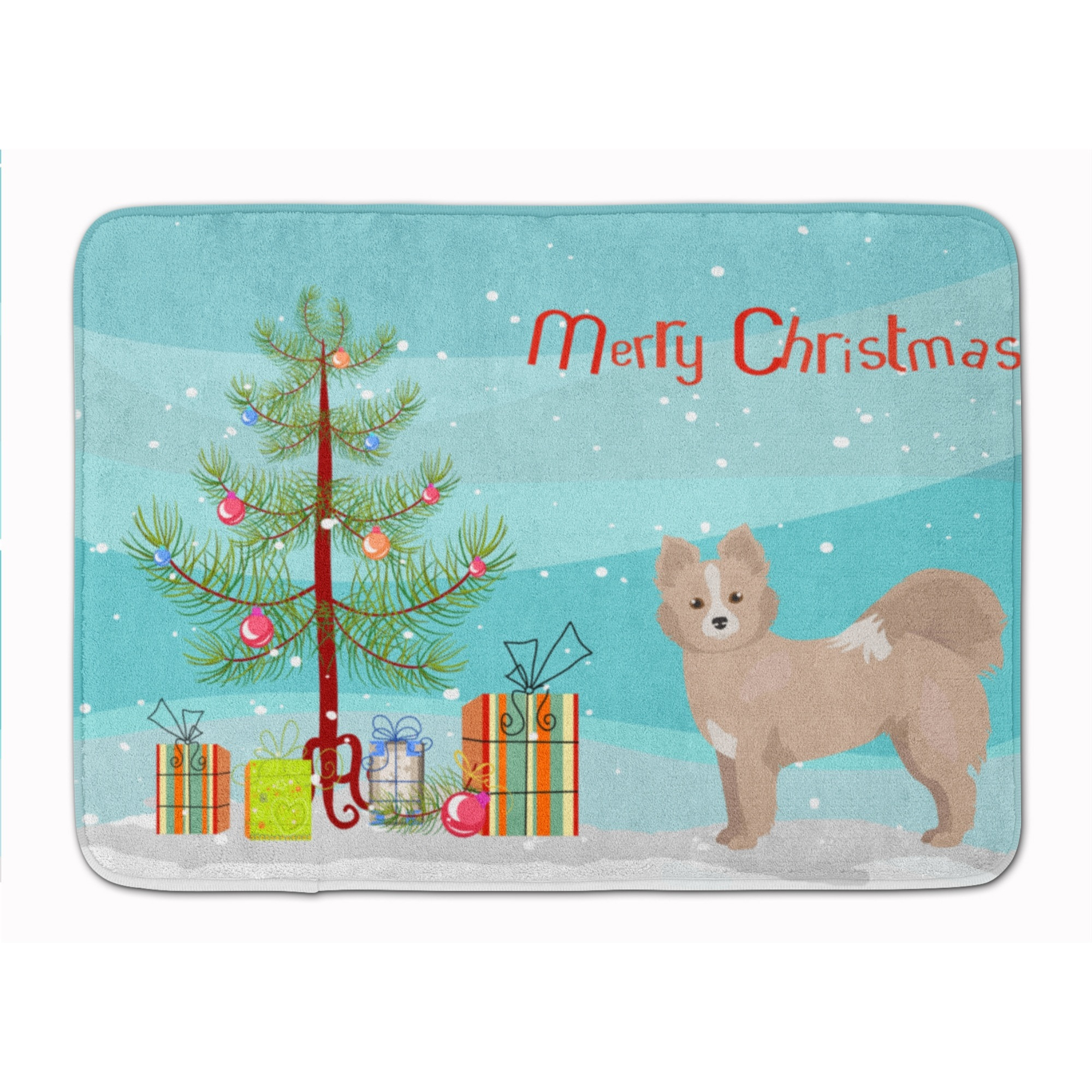 &quotCaroline's Treasures Tan Pomchi Christmas Tree Machine Washable Memory Foam Mat doormats, Multicolor"