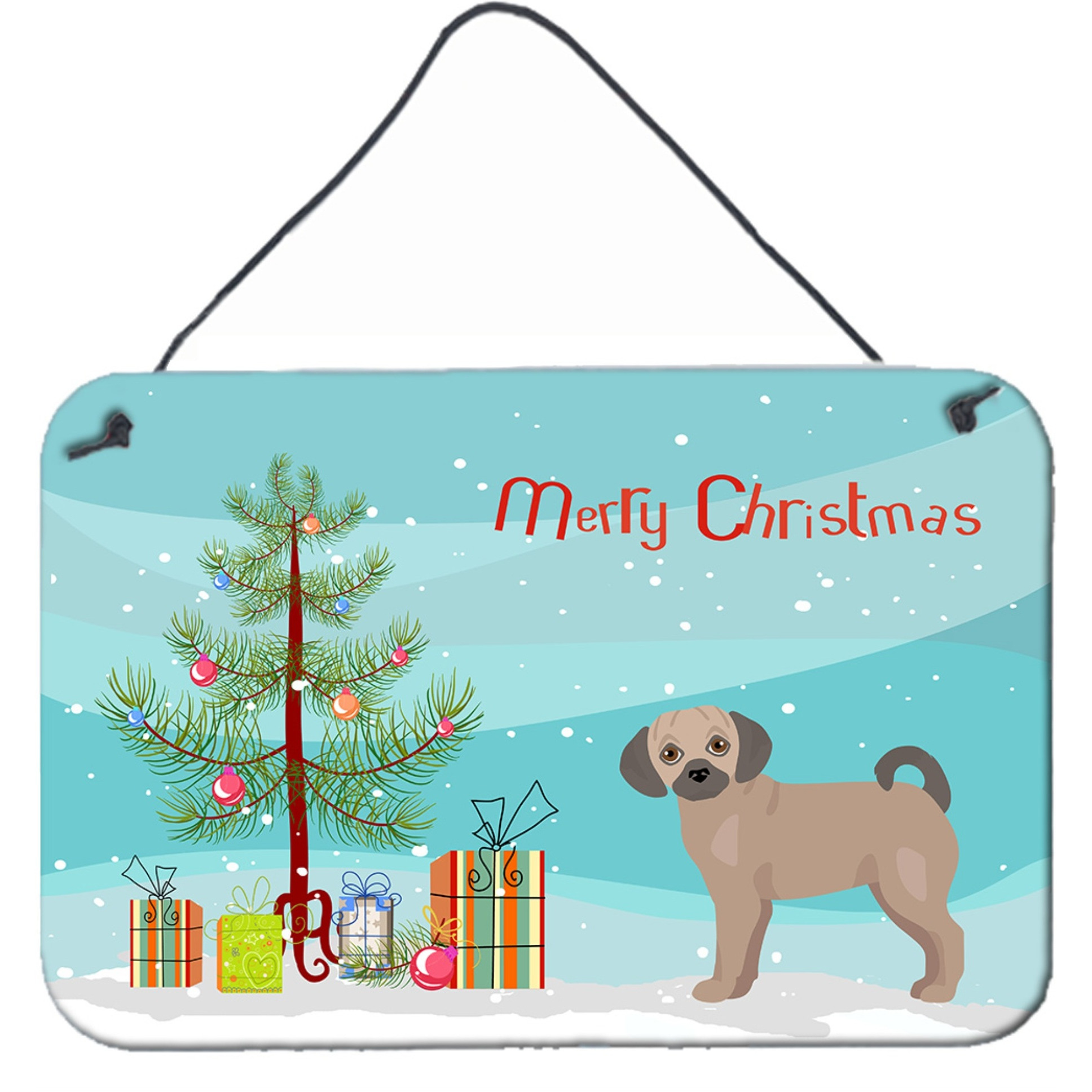 &quotCaroline's Treasures Fawn Puggle Christmas Tree Door Hanging Prints wall-decor, Multicolor"