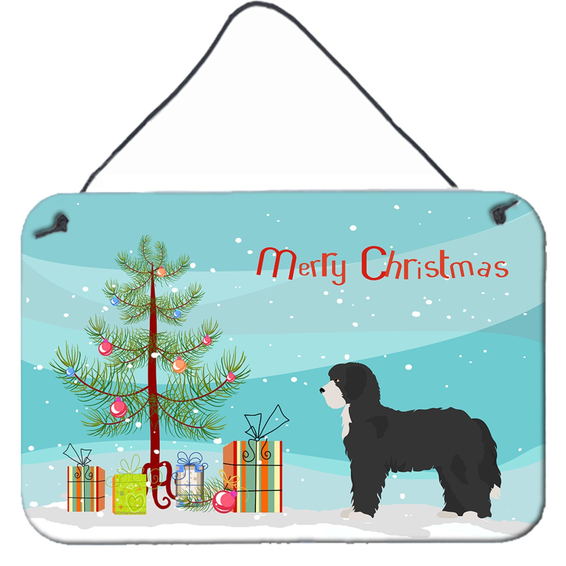&quotCaroline's Treasures Black Sheepadoodle Christmas Tree Door Hanging Prints wall-decor, Multicolor"