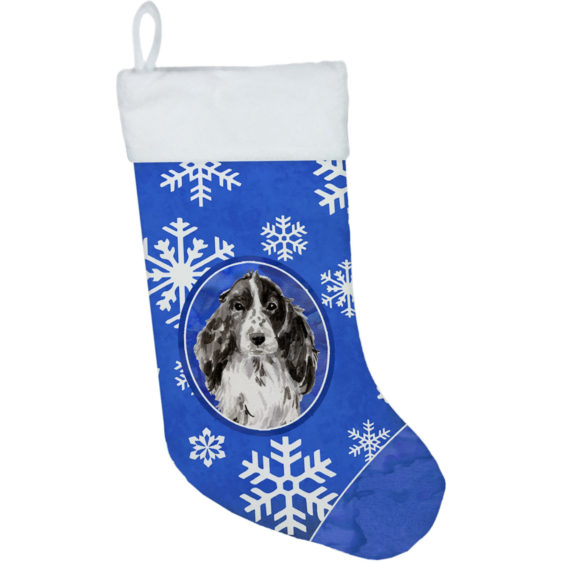 &quotCaroline's Treasures Winter Snowflakes Black Parti Cocker Spaniel christmas-stockings, Multicolor"