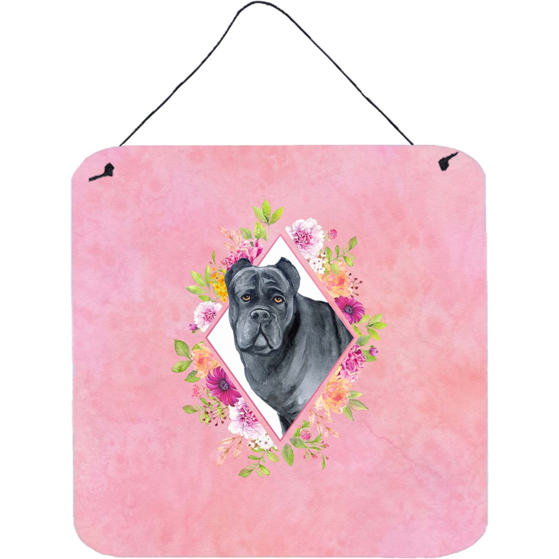 &quotCaroline's Treasures Cane Corso Pink Flowers Door Hanging Prints wall-decor, Multicolor"