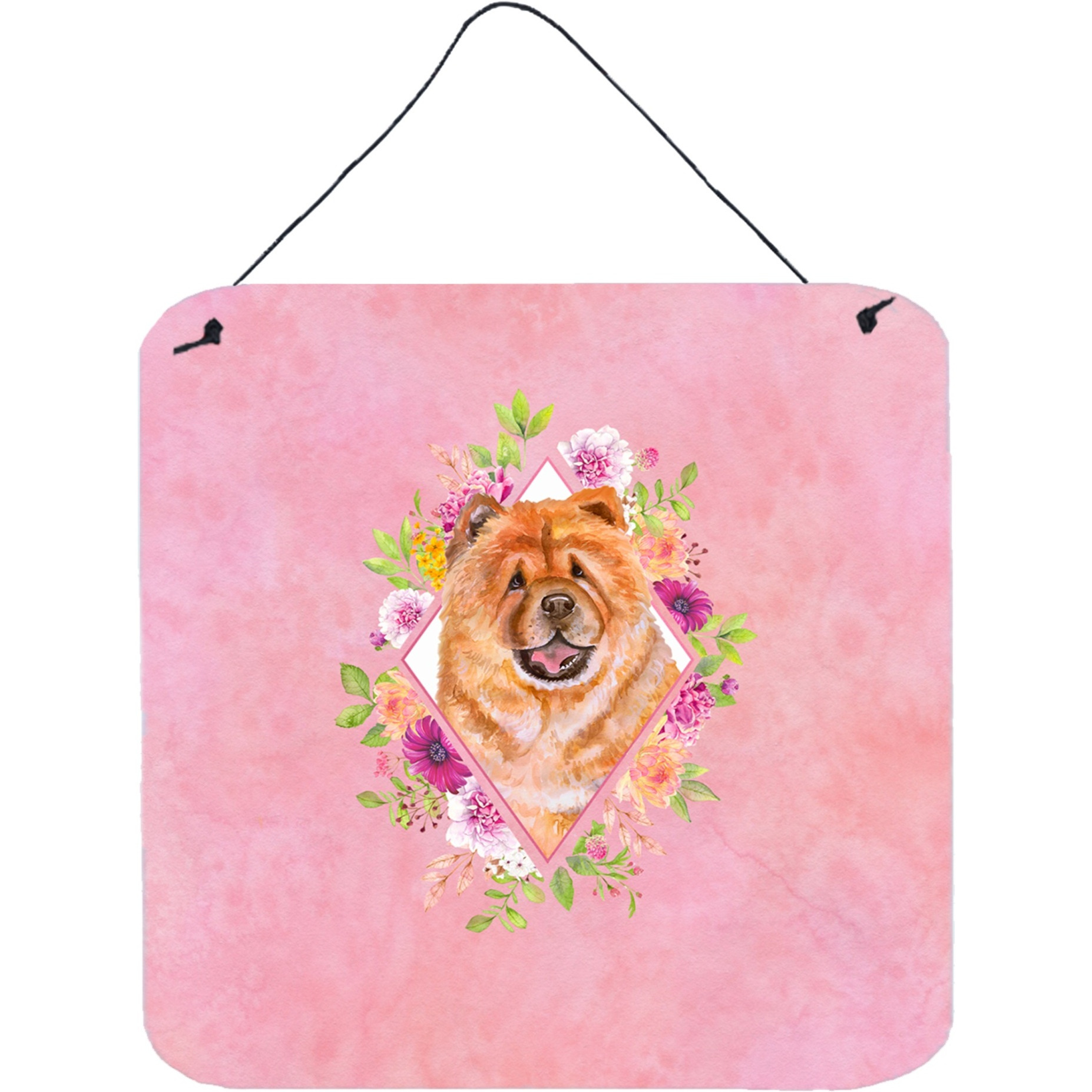 &quotCaroline's Treasures Chow 1 Pink Flowers Door Hanging Prints wall-decor, Multicolor"