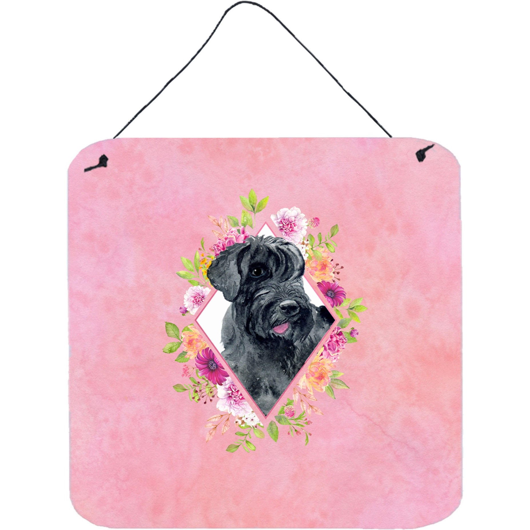 &quotCaroline's Treasures Giant Schnauzer Pink Flowers Door Hanging Prints wall-decor, Multicolor"