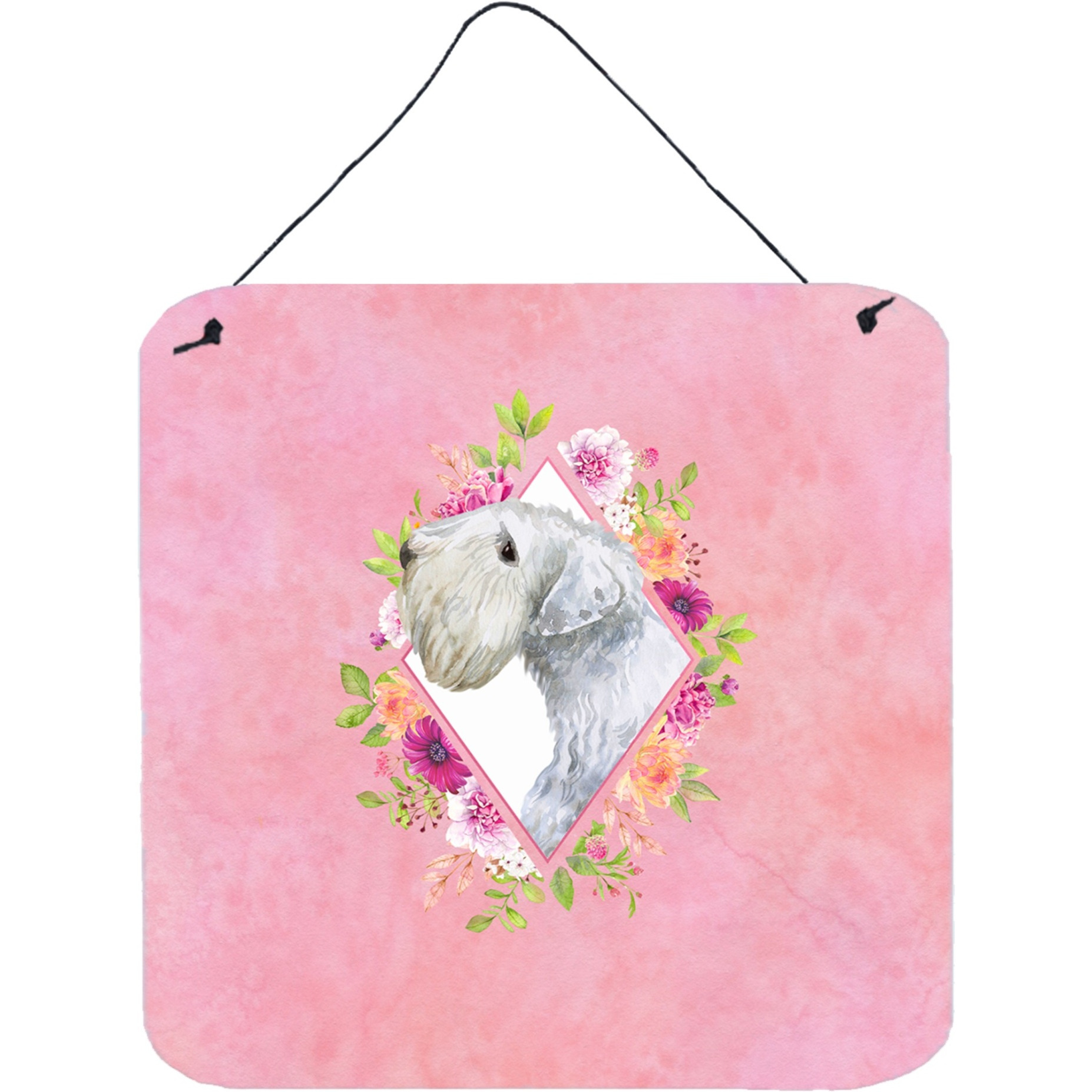 &quotCaroline's Treasures Sealyham Terrier Pink Flowers Door Hanging Prints wall-decor, Multicolor"