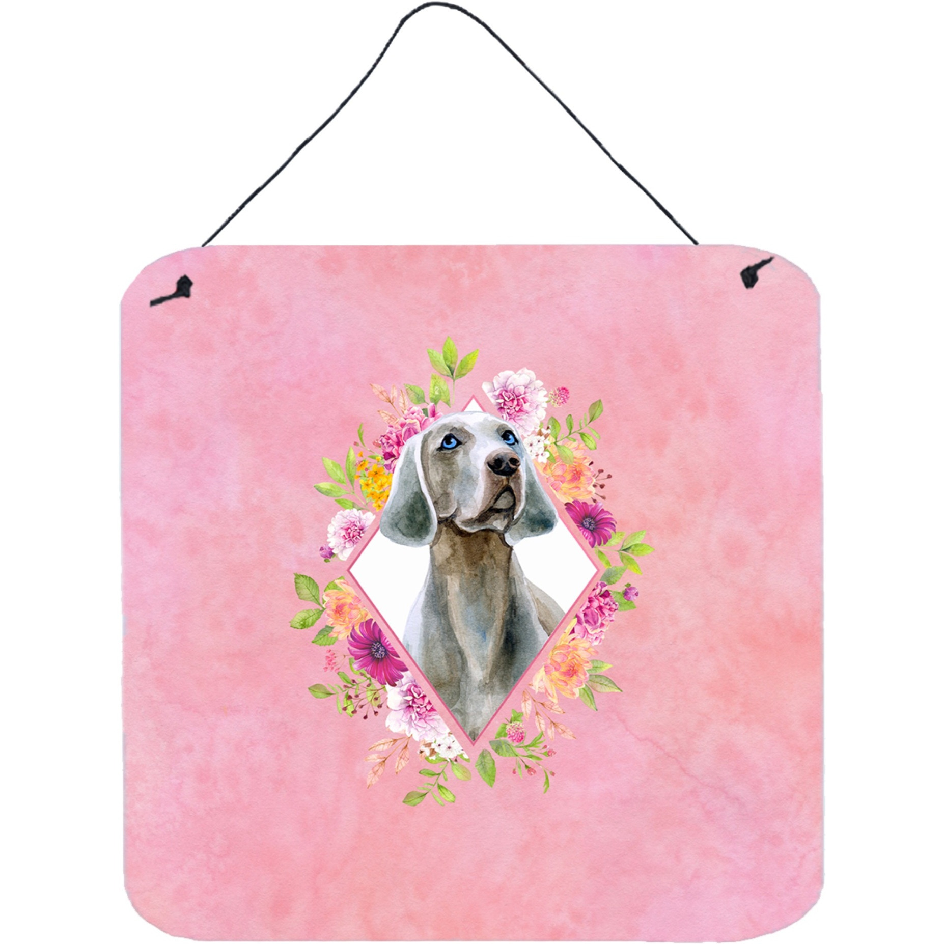 &quotCaroline's Treasures Weimaraner Pink Flowers Door Hanging Prints wall-decor, Multicolor"