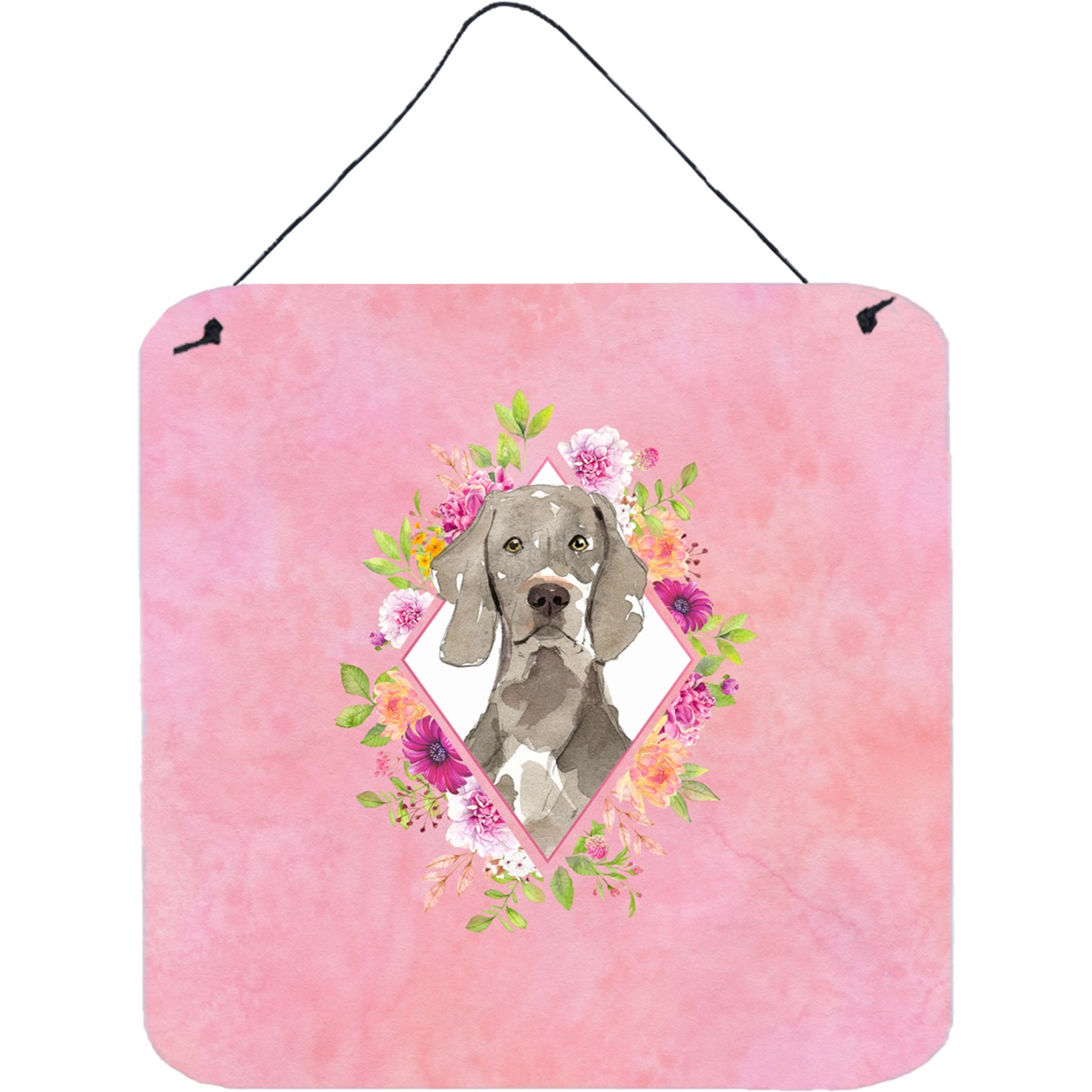 &quotCaroline's Treasures Weimaraner Pink Flowers Door Hanging Prints wall-decor, Multicolor"