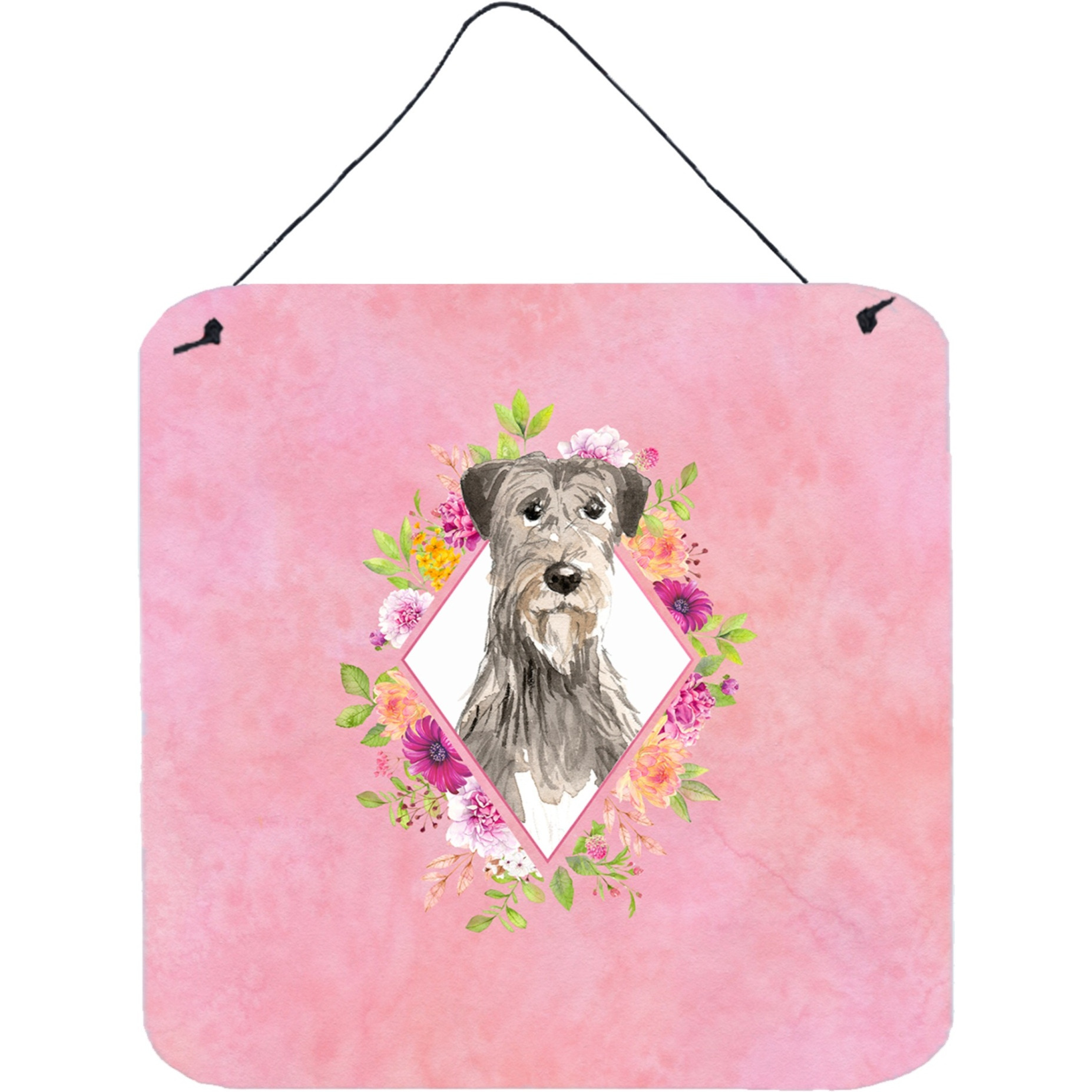 &quotCaroline's Treasures Irish Wolfhound Pink Flowers Door Hanging Prints wall-decor, Multicolor"