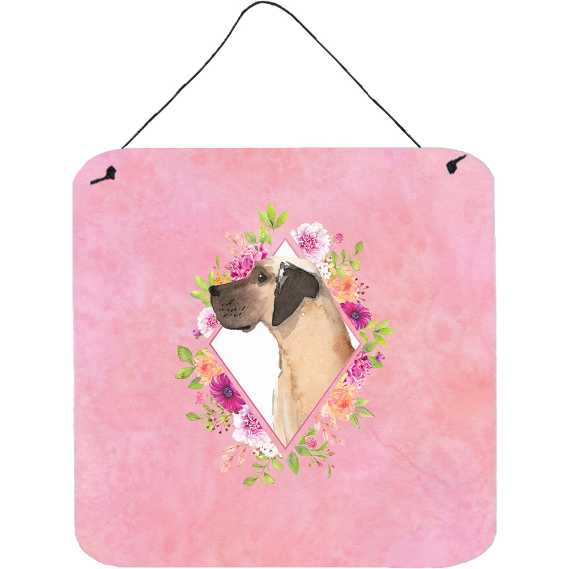 &quotCaroline's Treasures Fawn Dane Pink Flowers Door Hanging Prints wall-decor, Multicolor"