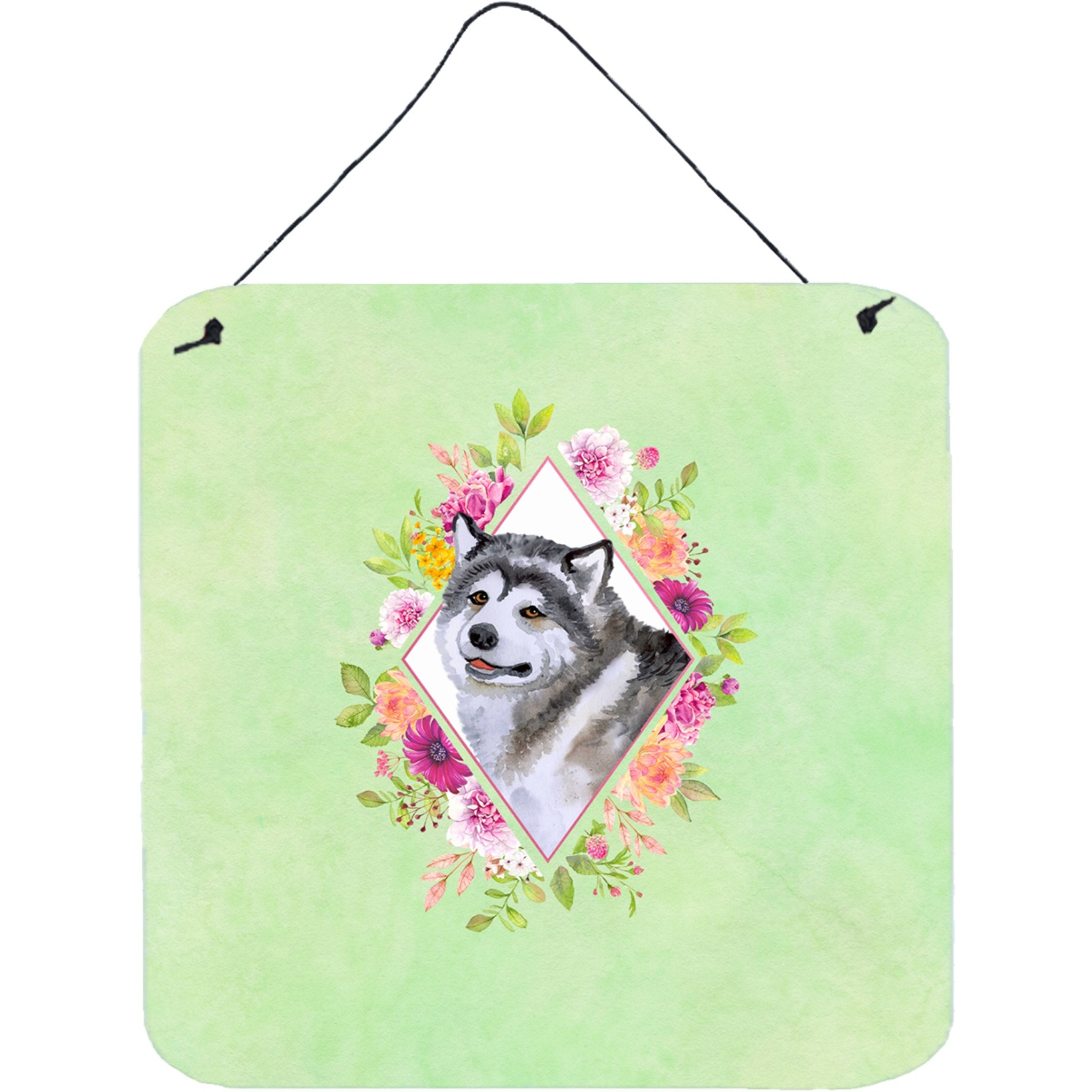 &quotCaroline's Treasures Alaskan Malamute Green Flowers Door Hanging Prints wall-decor, Multicolor"