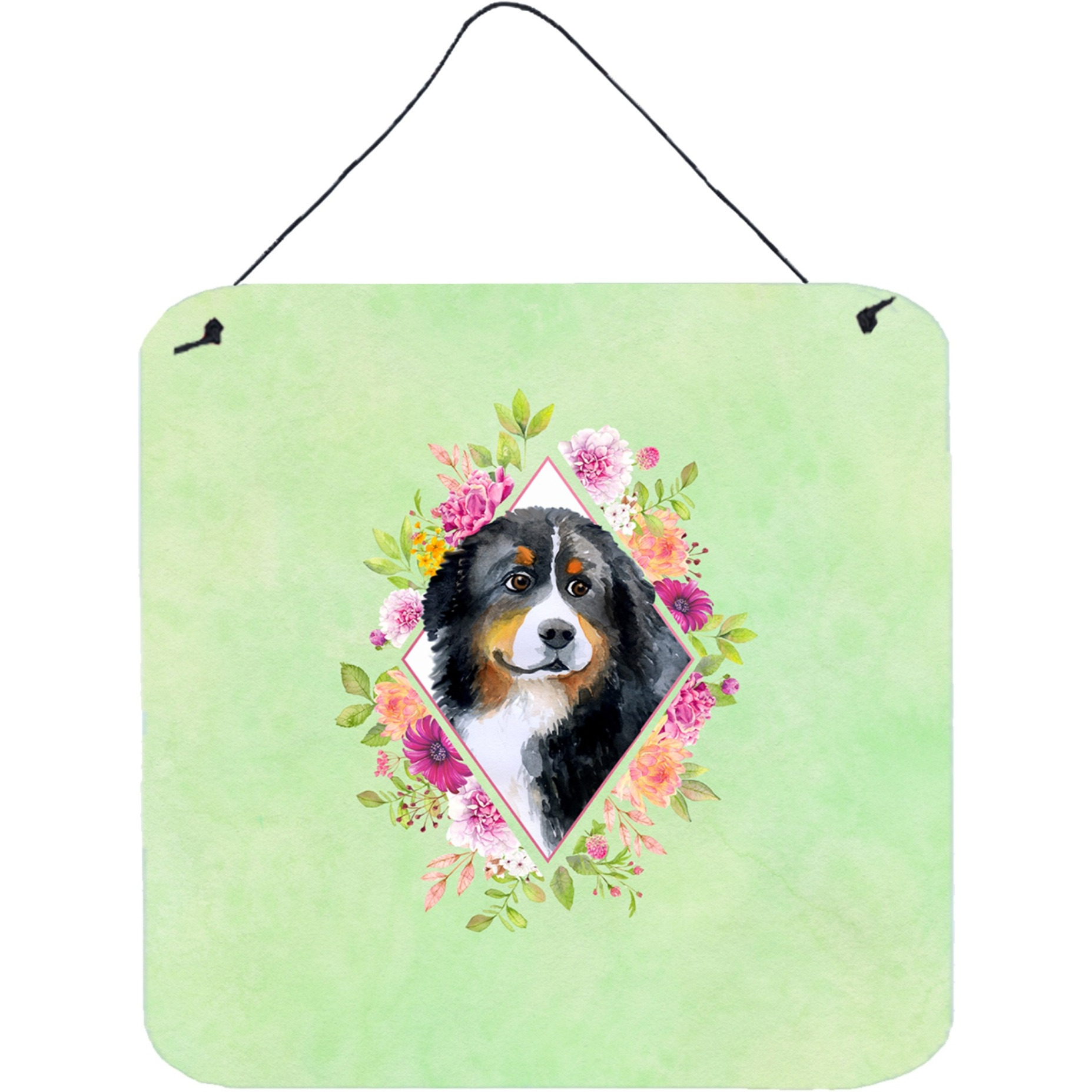 &quotCaroline's Treasures Bernese Mountain Dog Green Flowers Door Hanging Prints wall-decor, Multicolor"