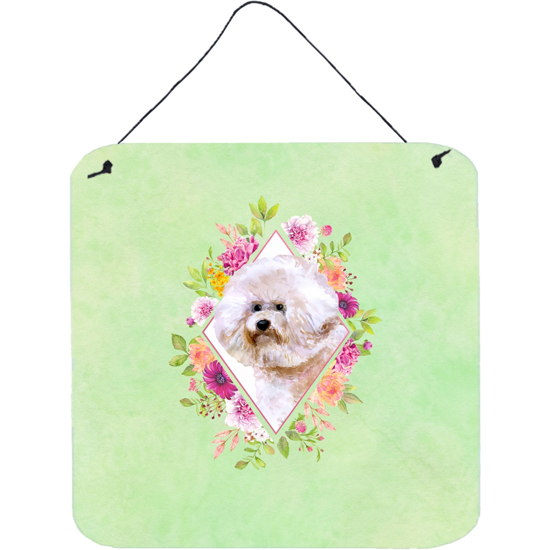 &quotCaroline's Treasures Bichon Fris 1 Green Flowers Door Hanging Prints wall-decor, Multicolor"