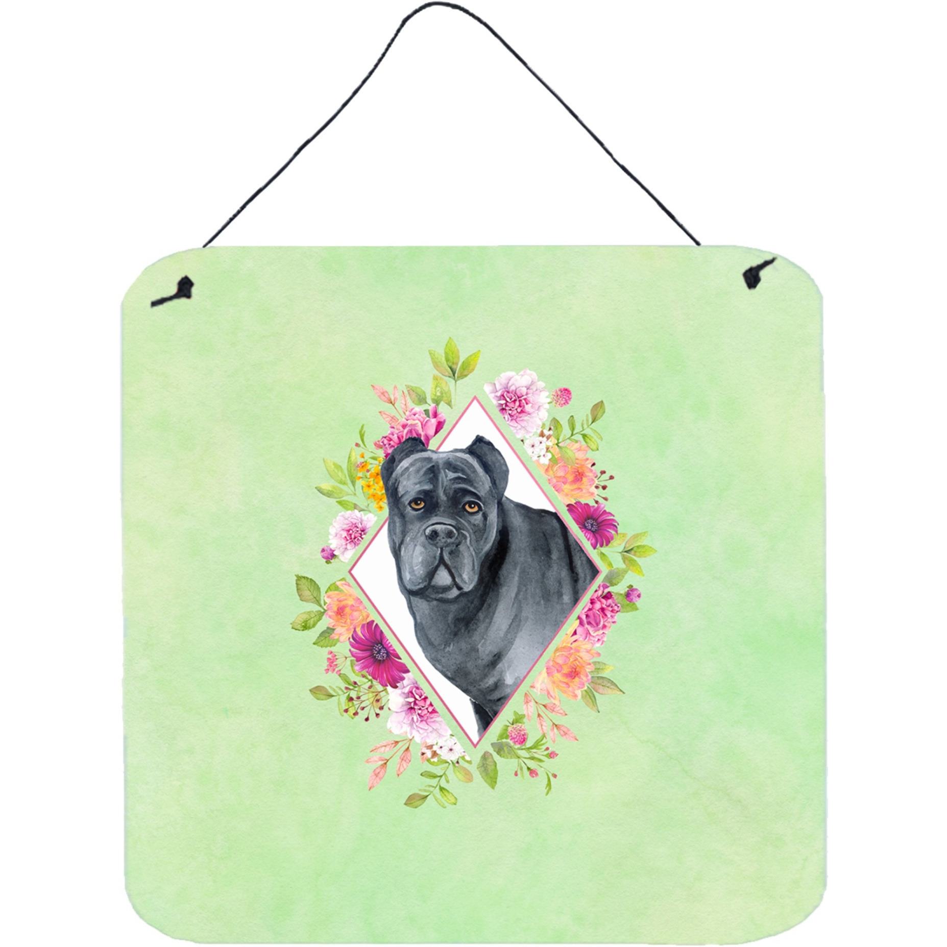 &quotCaroline's Treasures Cane Corso Green Flowers Door Hanging Prints wall-decor, Multicolor"