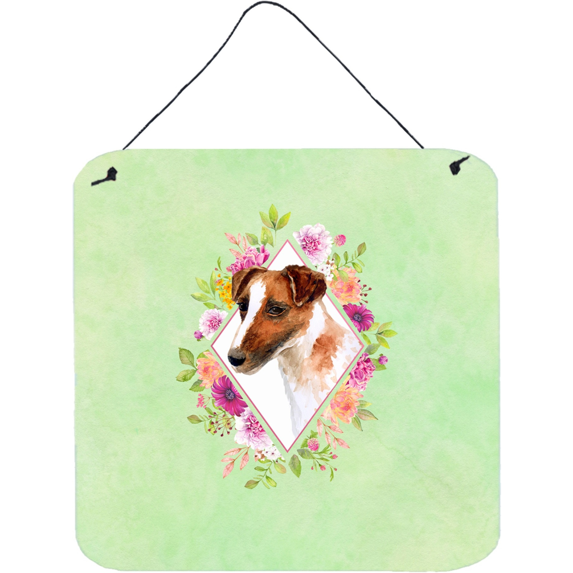 &quotCaroline's Treasures Jack Russell Terrier Green Flowers Door Hanging Prints wall-decor, Multicolor"