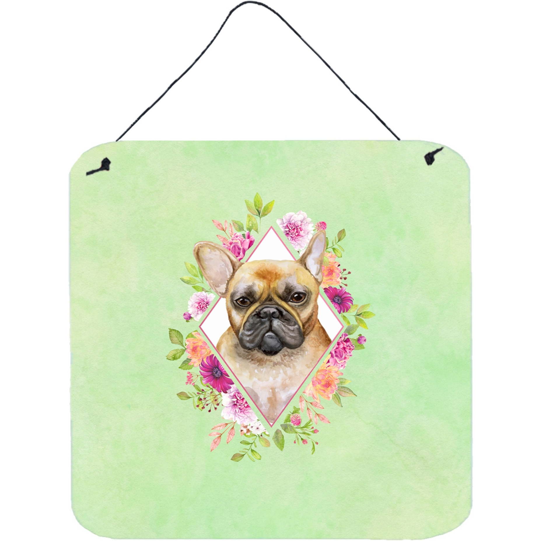 &quotCaroline's Treasures Fawn French Bulldog Green Flowers Door Hanging Prints wall-decor, Multicolor"