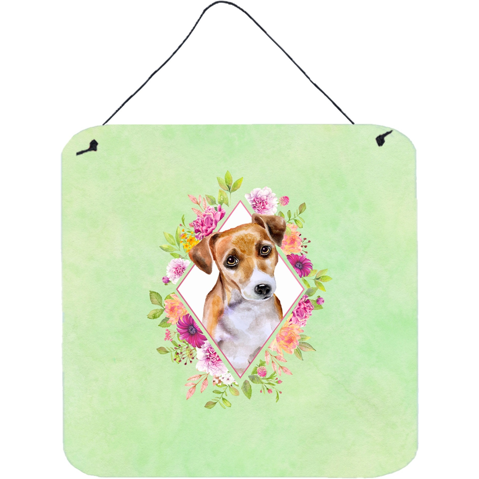 &quotCaroline's Treasures Jack Russell Terrier 1 Green Flowers Door Hanging Prints wall-decor, Multicolor"