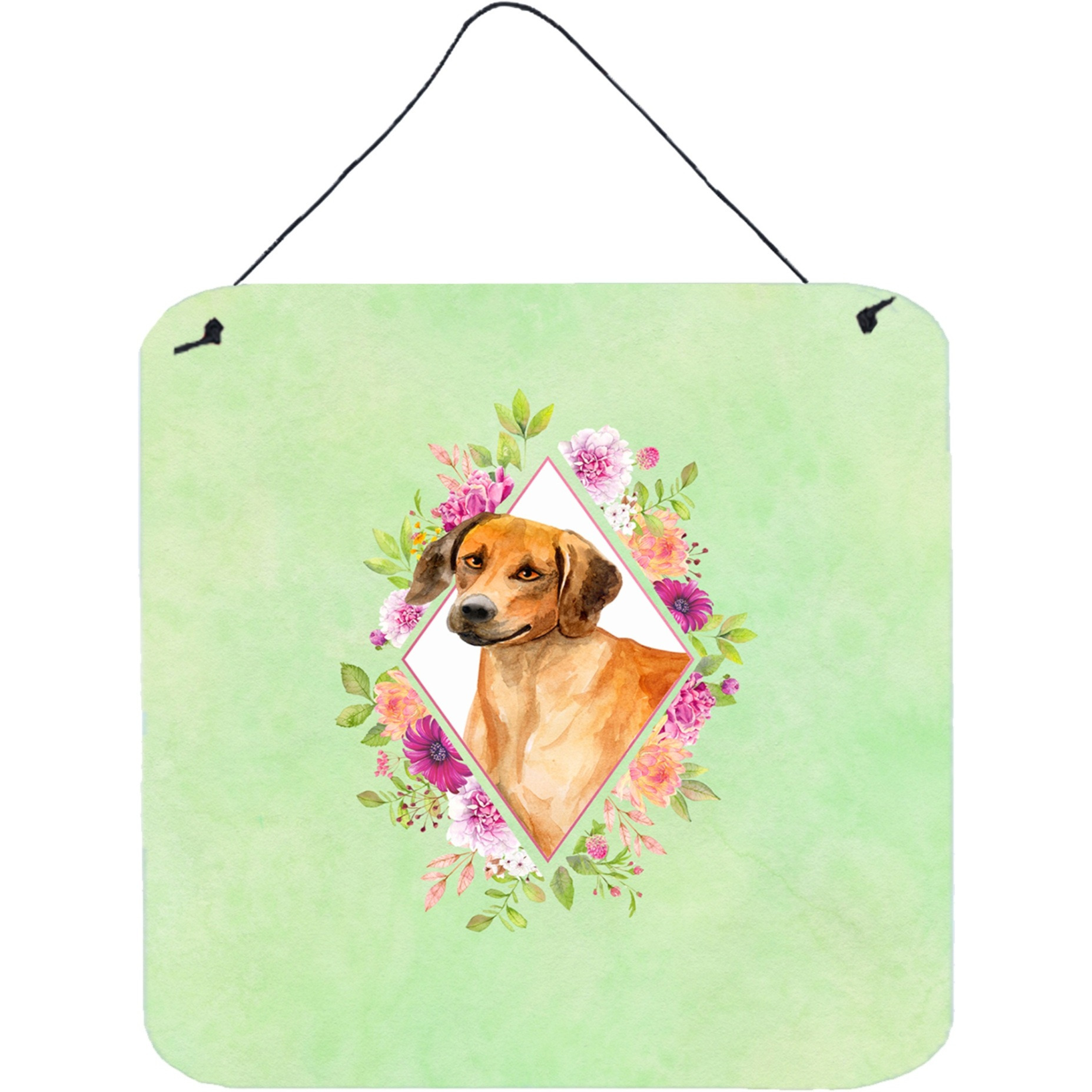 &quotCaroline's Treasures Rhodesian Ridgeback Green Flowers Door Hanging Prints wall-decor, Multicolor"