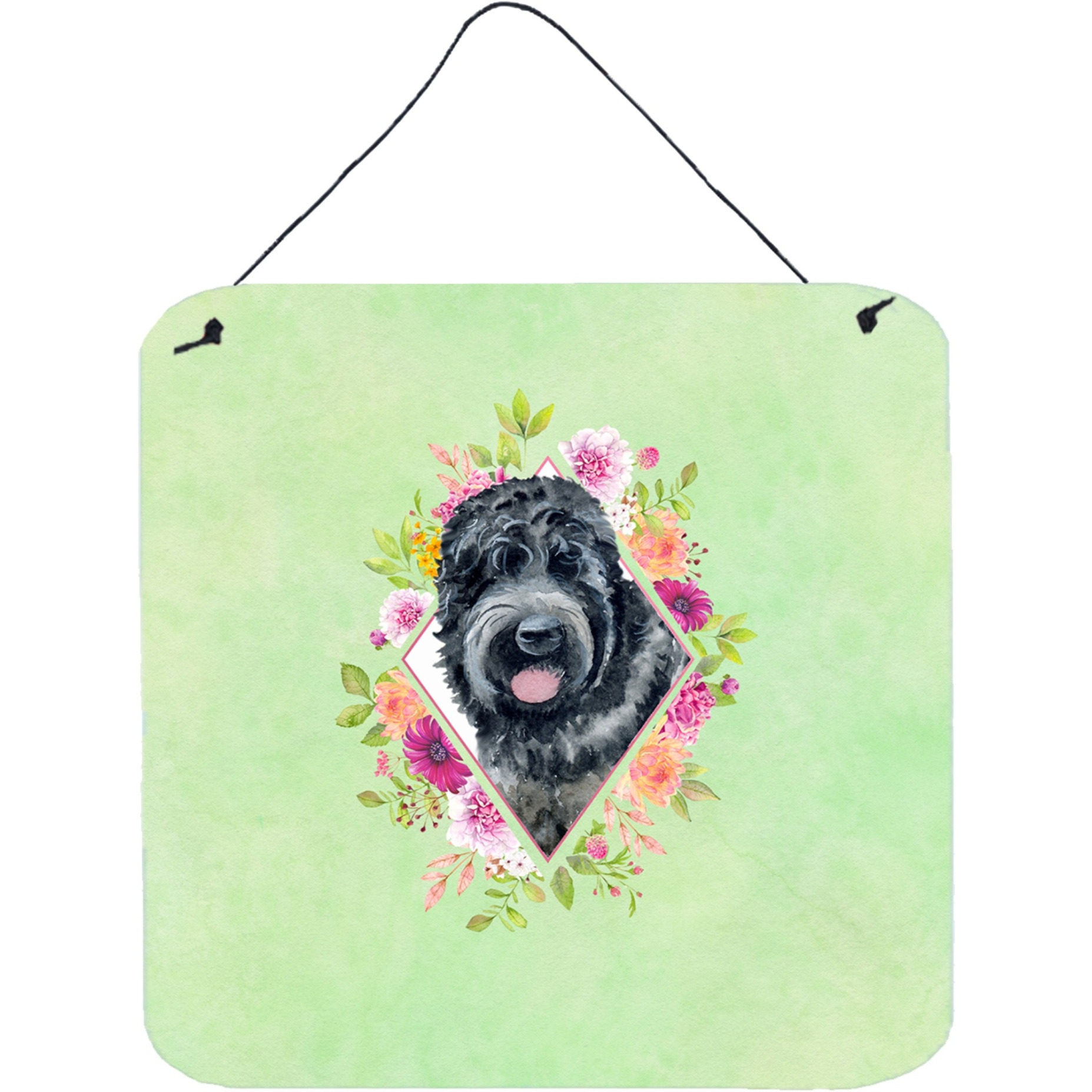 &quotCaroline's Treasures Russian Black Terrier Green Flowers Door Hanging Prints wall-decor, Multicolor"