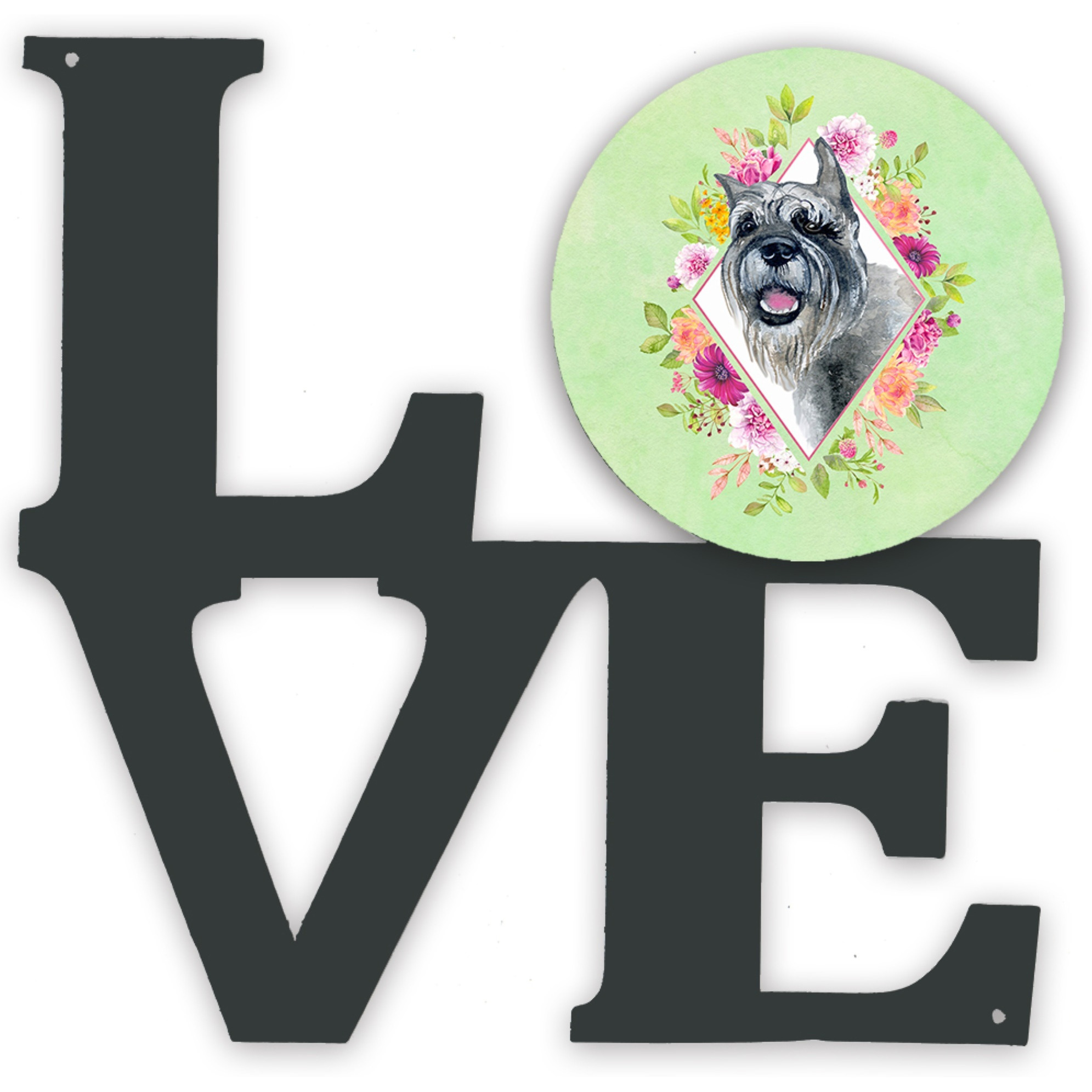 &quotCaroline's Treasures Schnauzer Green Flowers Metal Artwork Love wall-decor, Multicolor"