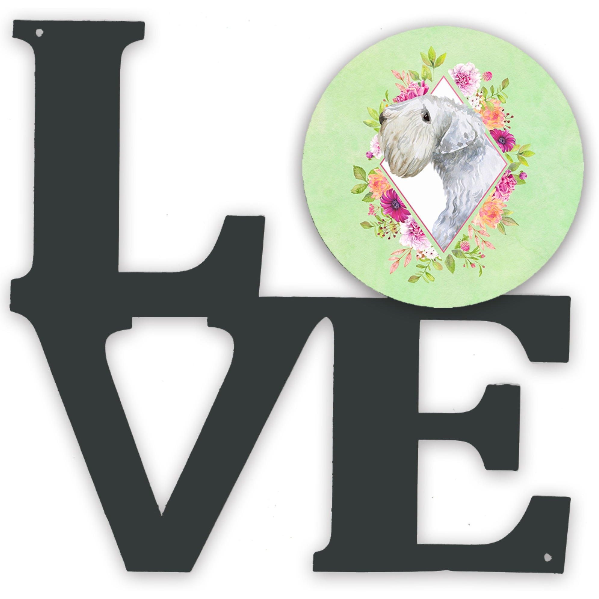 &quotCaroline's Treasures Sealyham Terrier Green Flowers Metal Artwork Love wall-decor, Multicolor"