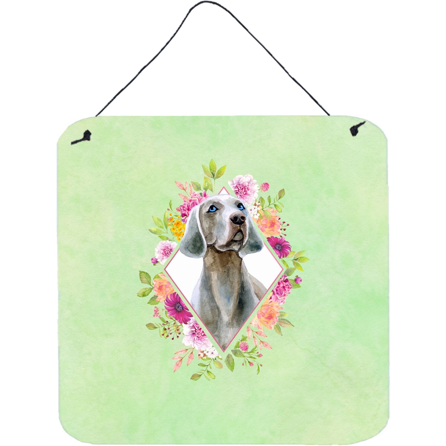 &quotCaroline's Treasures Weimaraner Green Flowers Door Hanging Prints wall-decor, Multicolor"
