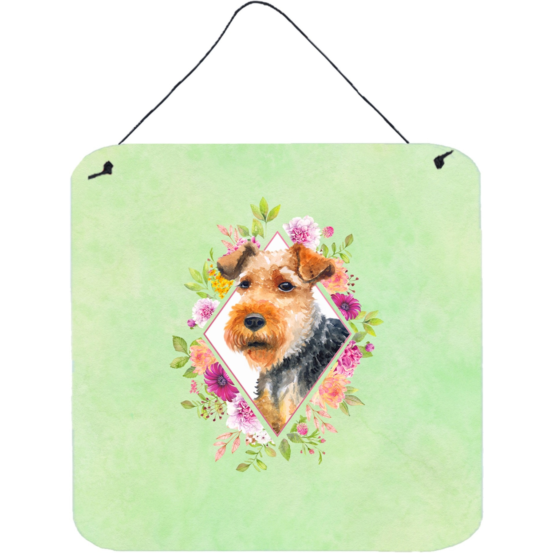 &quotCaroline's Treasures Welsh Terrier Green Flowers Door Hanging Prints wall-decor, Multicolor"