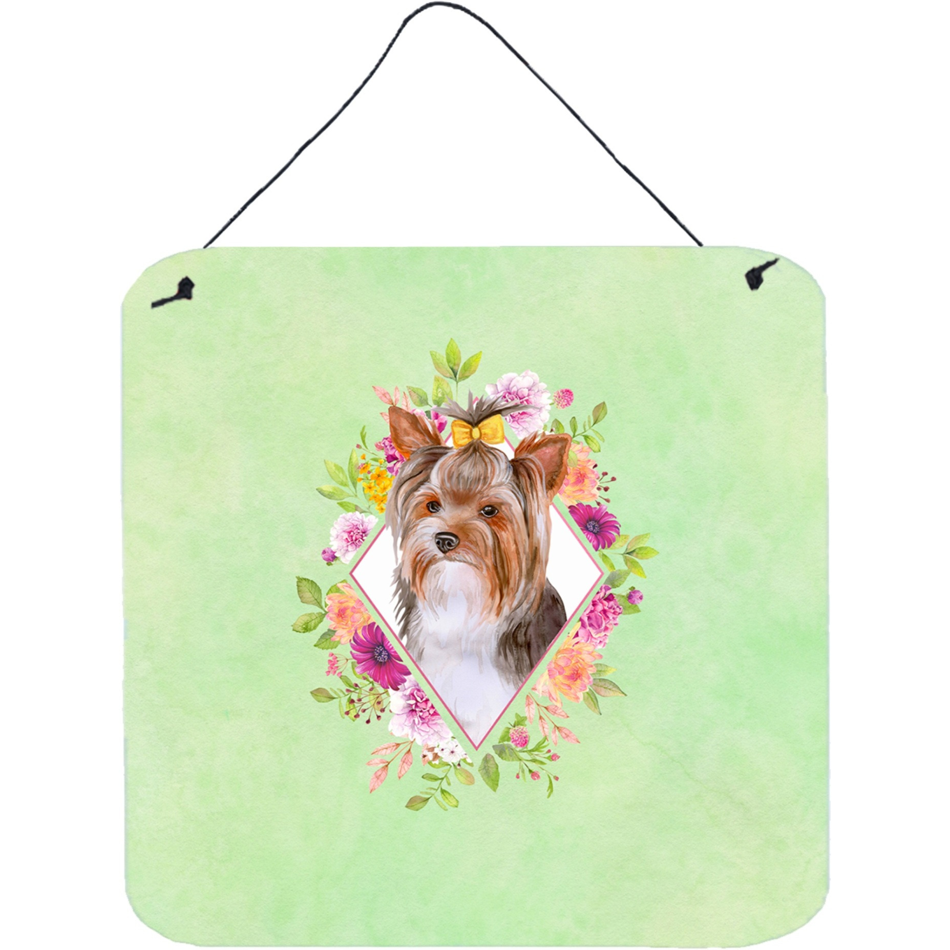 &quotCaroline's Treasures Yorkshire Terrier 1 Green Flowers Door Hanging Prints wall-decor, Multicolor"