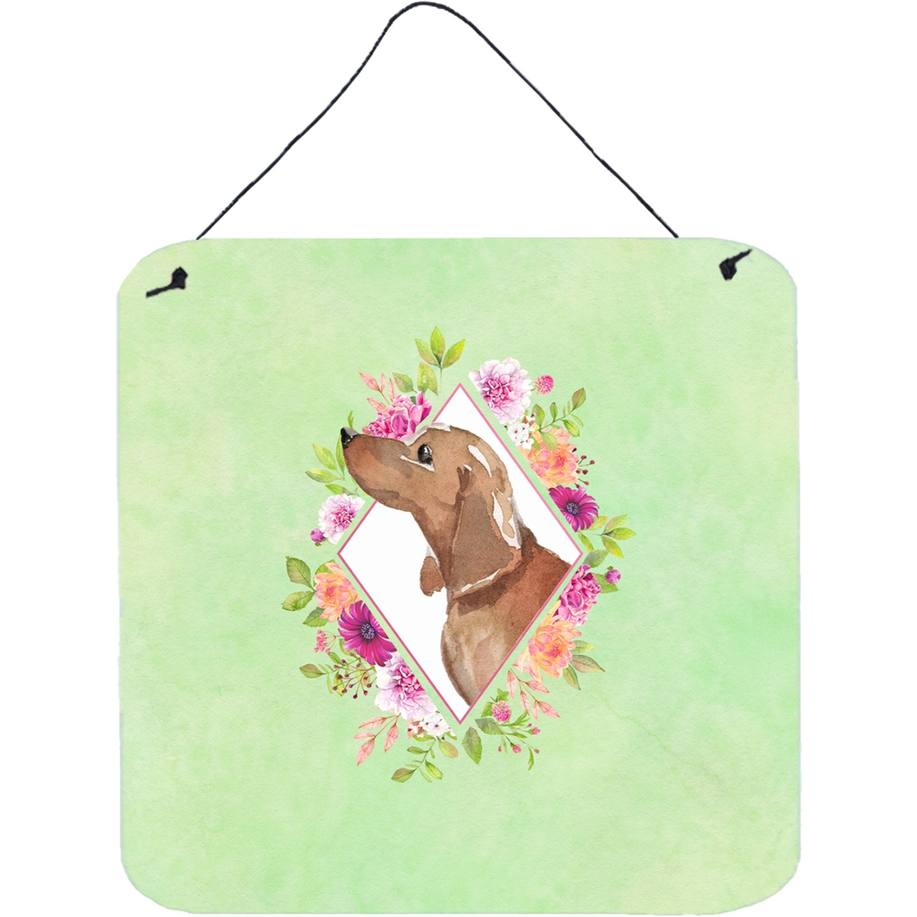 &quotCaroline's Treasures Dachshund Green Flowers Door Hanging Prints wall-decor, Multicolor"