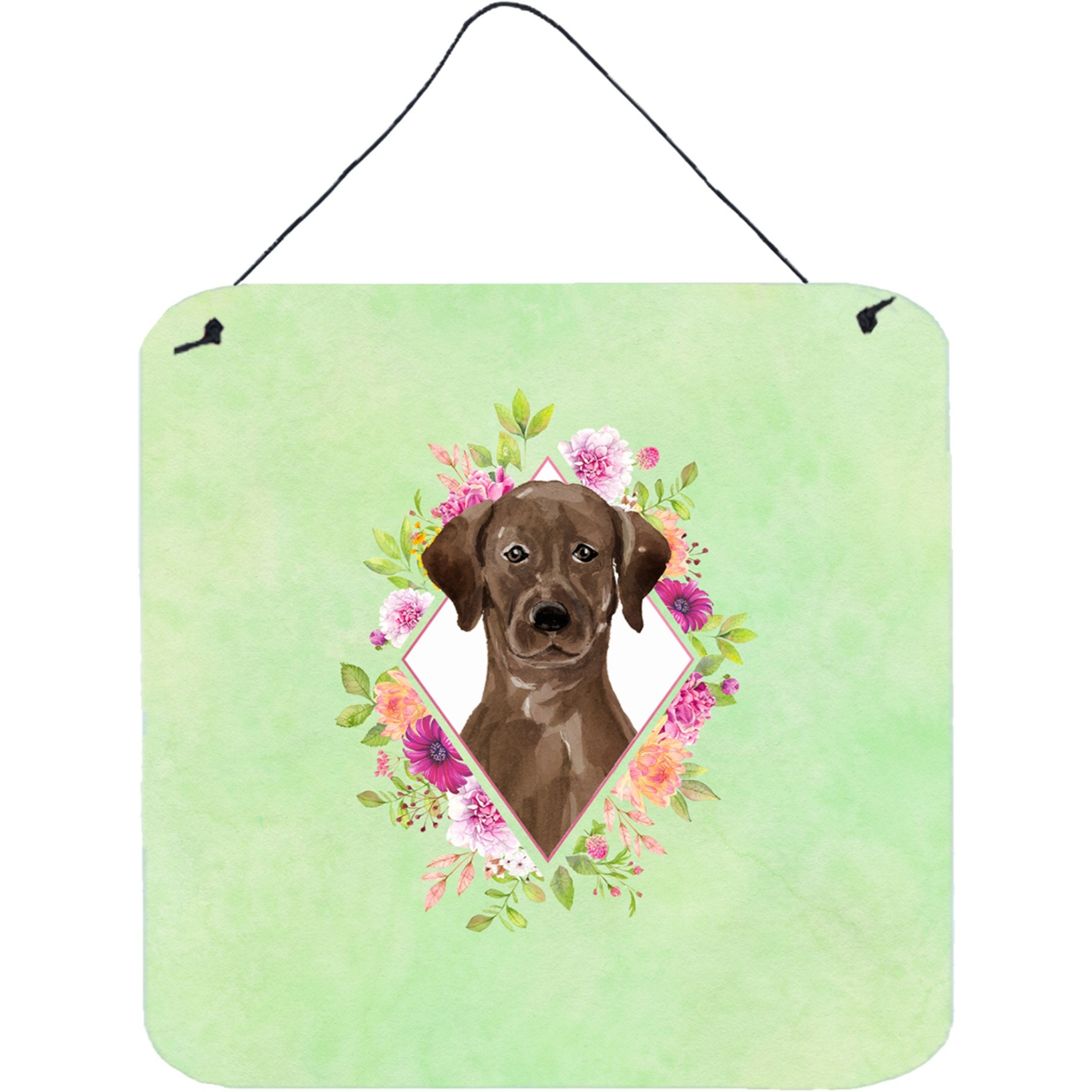 &quotCaroline's Treasures Chocolate Labrador Green Flowers Door Hanging Prints wall-decor, Multicolor"