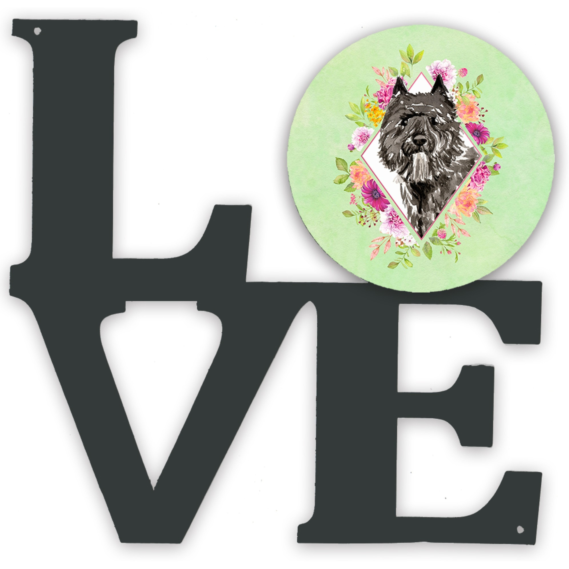 &quotCaroline's Treasures Bouvier des Flandres Green Flowers Metal Artwork Love wall-decor, Multicolor"