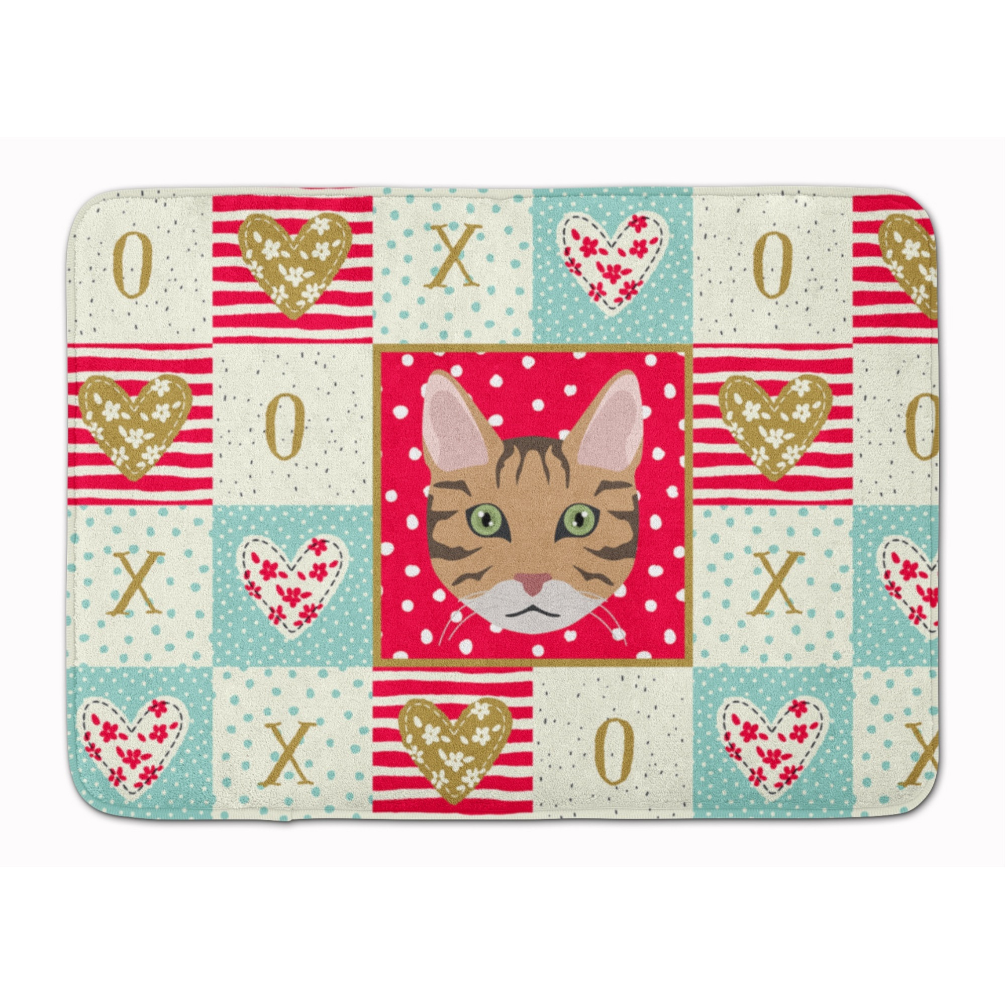 &quotCaroline's Treasures California Spangled Cat Love Machine Washable Memory Foam Mat doormats, Multicolor"
