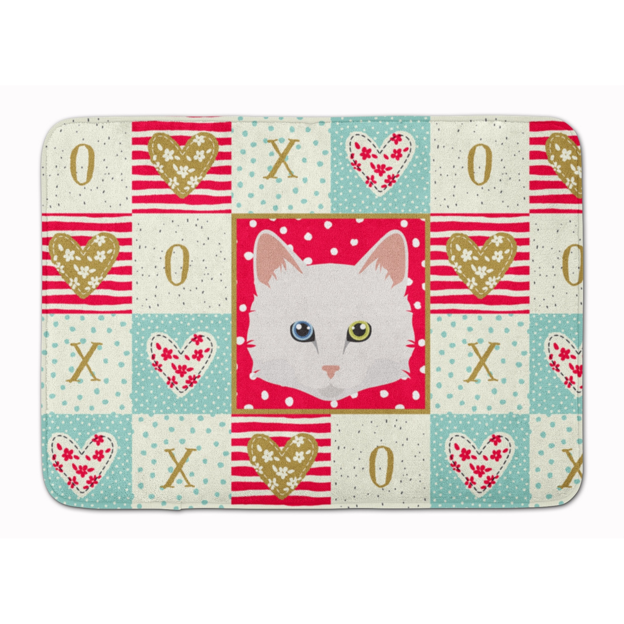 &quotCaroline's Treasures Turkish Angora Cat Love Machine Washable Memory Foam Mat doormats, Multicolor"