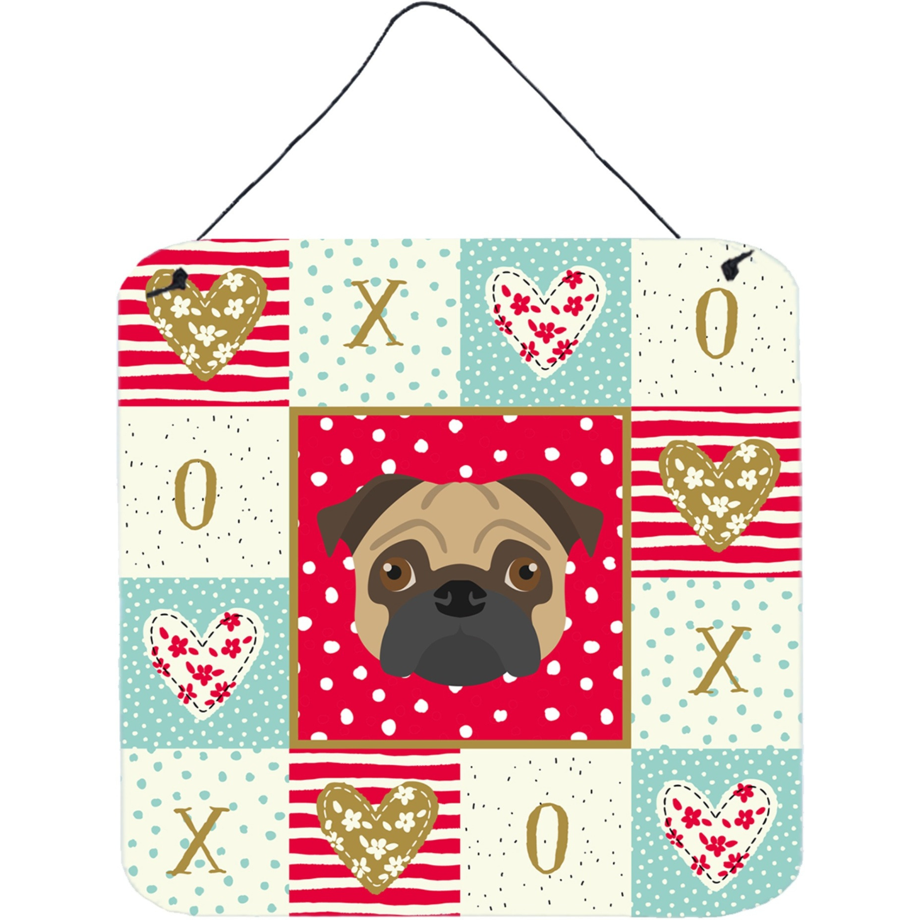 &quotCaroline's Treasures Pug Love Door Hanging Prints wall-decor, Multicolor"