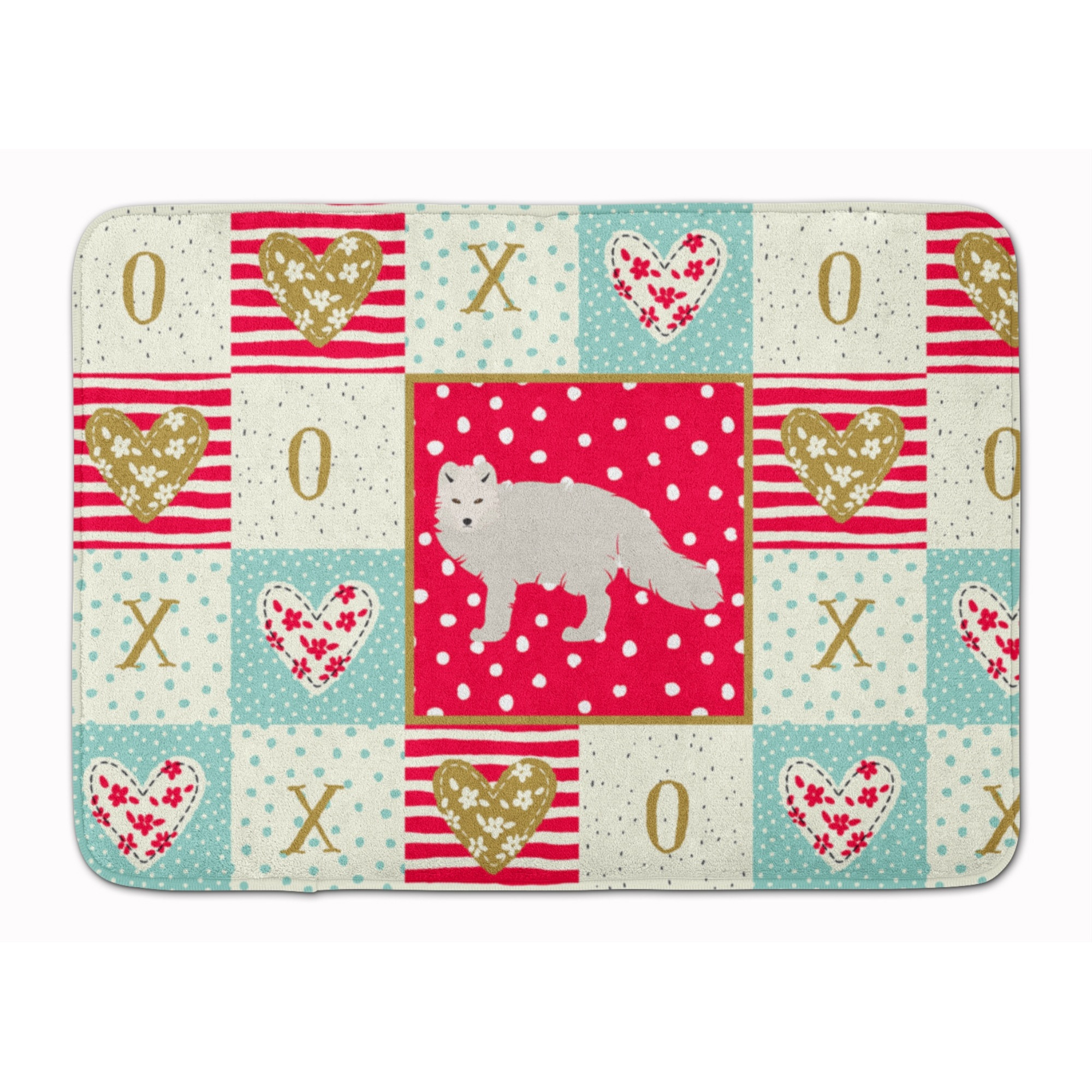 &quotCaroline's Treasures White Arctic Fox Love Machine Washable Memory Foam Mat doormats, Multicolor"