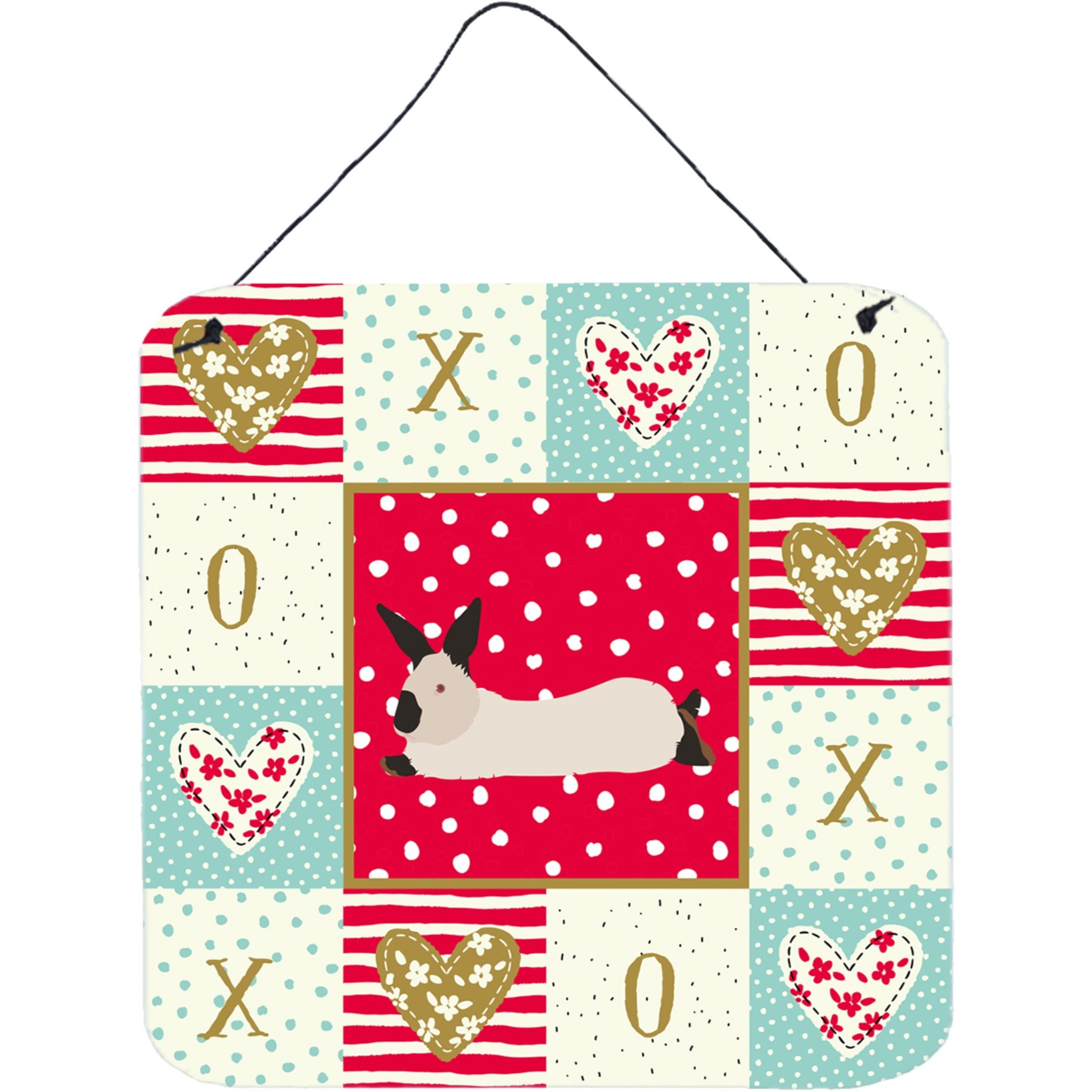 &quotCaroline's Treasures California White Rabbit Love Door Hanging Prints wall-decor, Multicolor"
