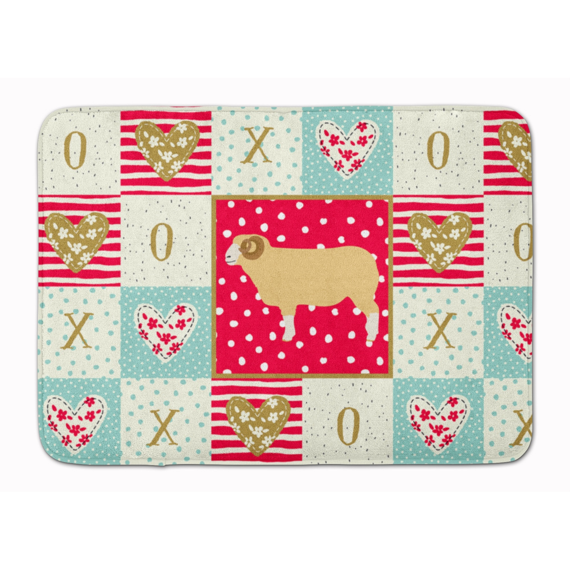 &quotCaroline's Treasures Horned Dorset Sheep Love Machine Washable Memory Foam Mat doormats, Multicolor"