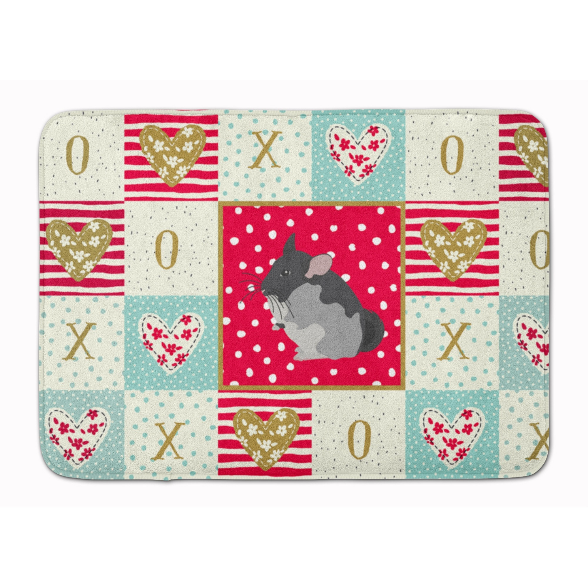 &quotCaroline's Treasures Black Velvet Chinchilla Love Machine Washable Memory Foam Mat doormats, Multicolor"