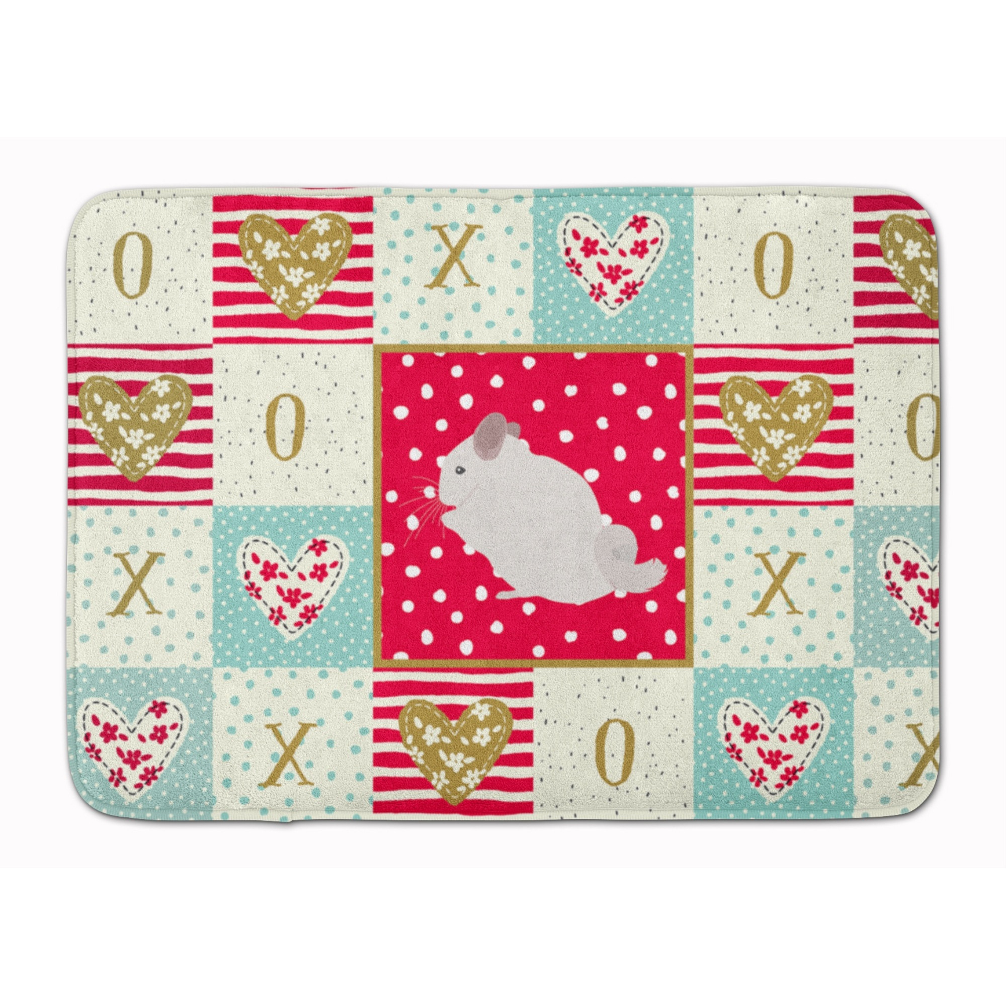 &quotCaroline's Treasures Pink and White Chinchilla Love Machine Washable Memory Foam Mat doormats, Multicolor"
