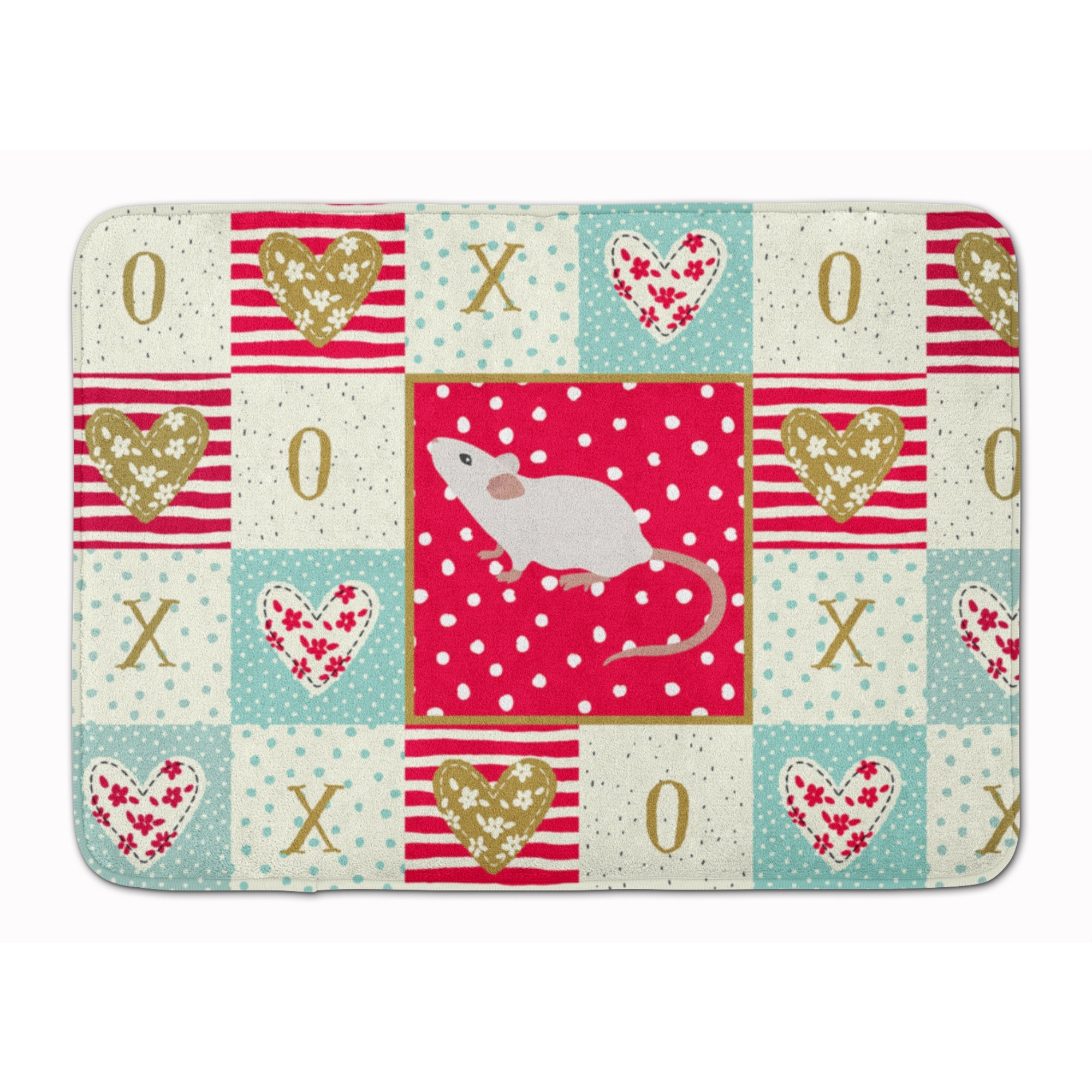 &quotCaroline's Treasures White Domestic Mouse Love Machine Washable Memory Foam Mat doormats, Multicolor"