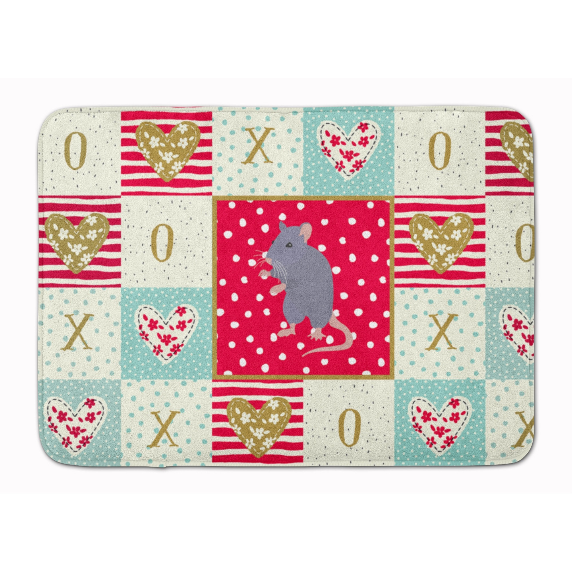 &quotCaroline's Treasures Blue Rat Love Machine Washable Memory Foam Mat doormats, Multicolor"