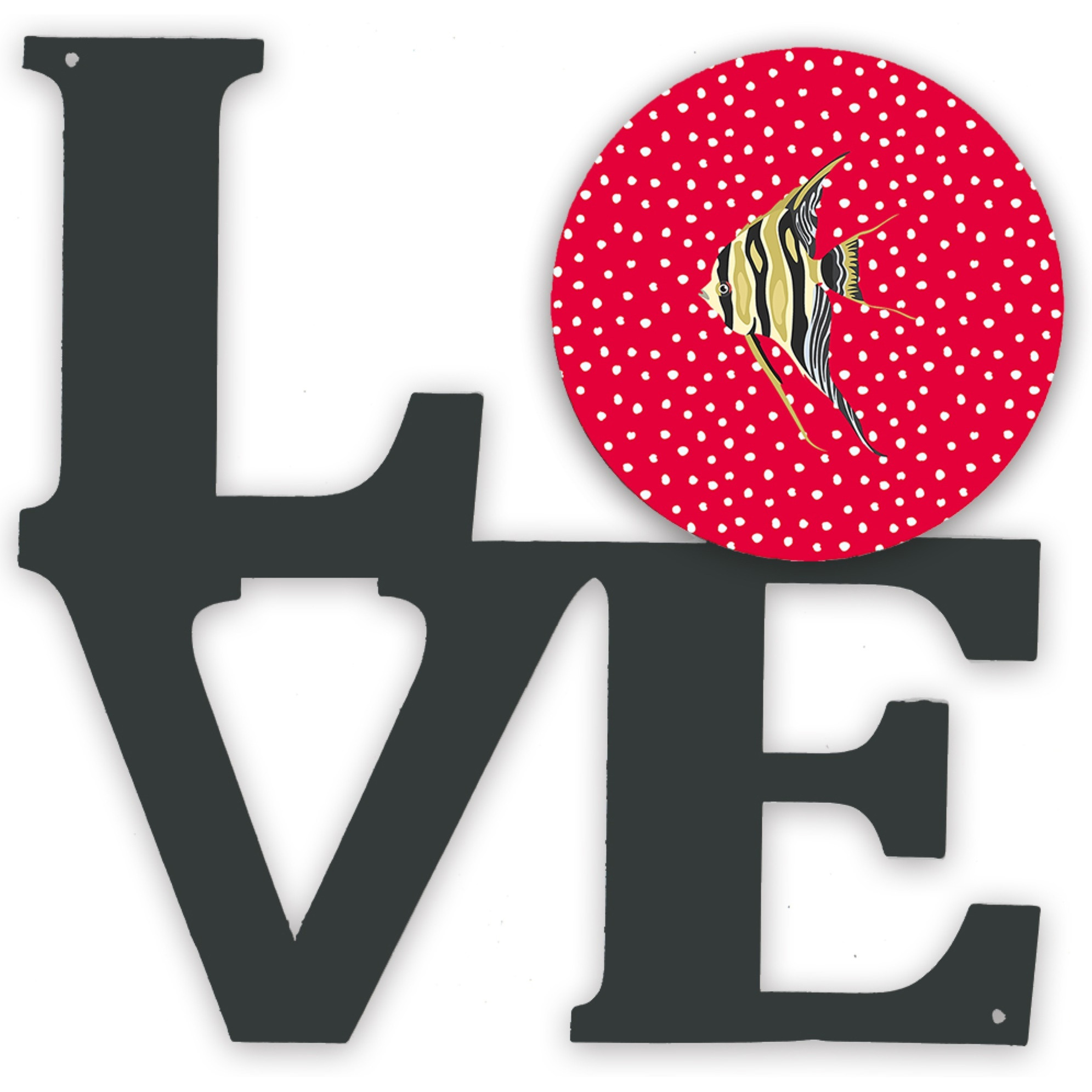 &quotCaroline's Treasures Angelfish Metal Artwork Love wall-decor, Multicolor"